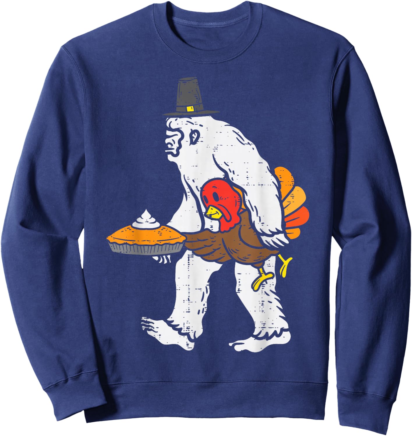 Thanksgiving Bigfoot Sasquatch Turkey Day Men Women Kids Sweatshirt - Sweatshirt | Navy