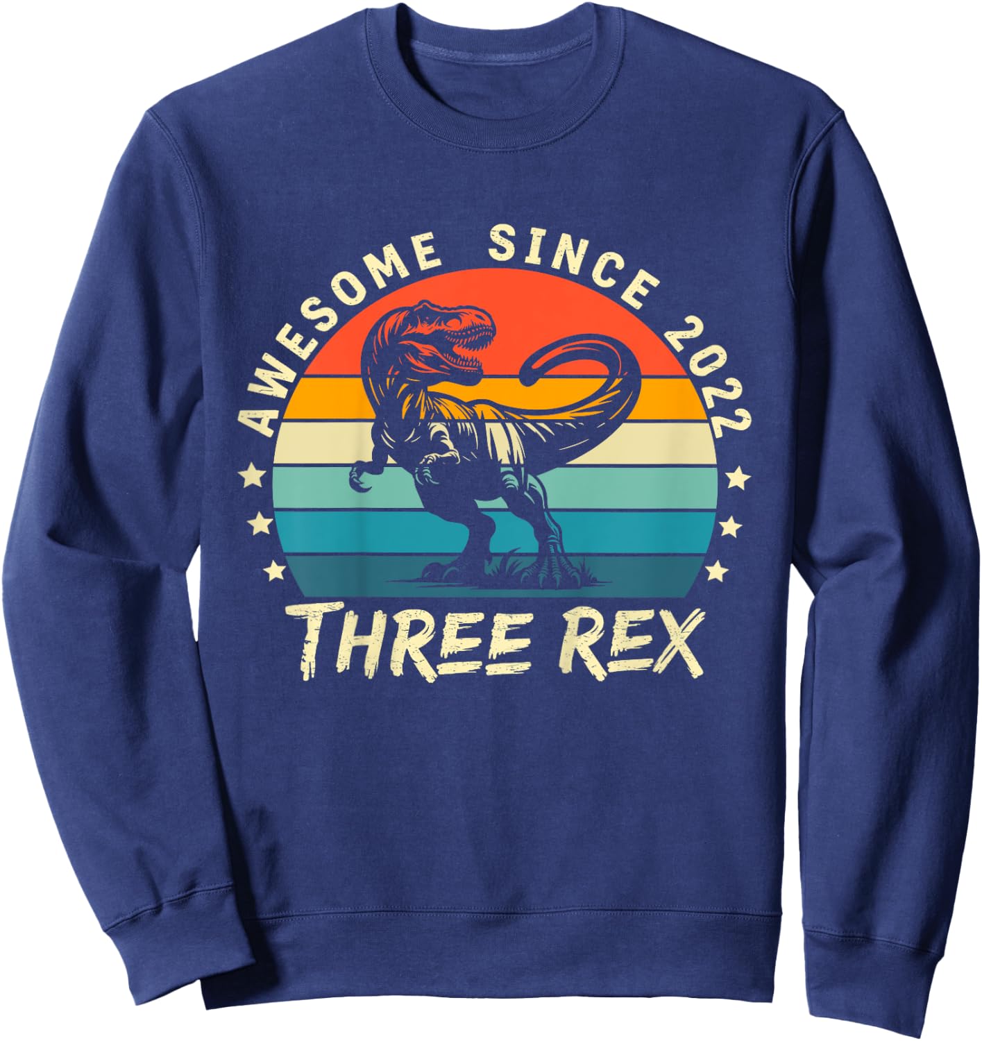 Kids Kids Three Rex 3rd Birthday Boy Third Dinosaur 3 Year Old Sweatshirt - Sweatshirt | Navy
