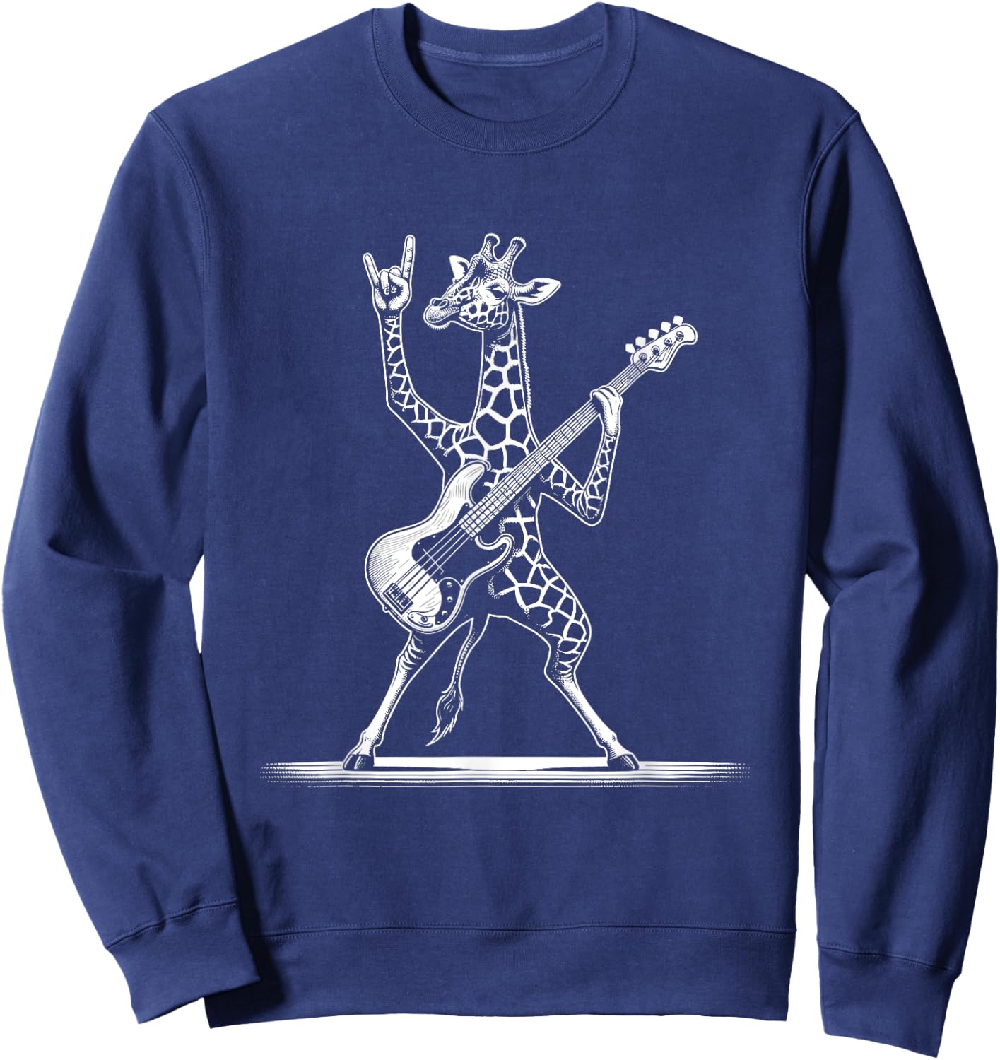 Rock n Roll Giraffe Playing Guitar Funny Giraffe Sweatshirt - Sweatshirt | Navy