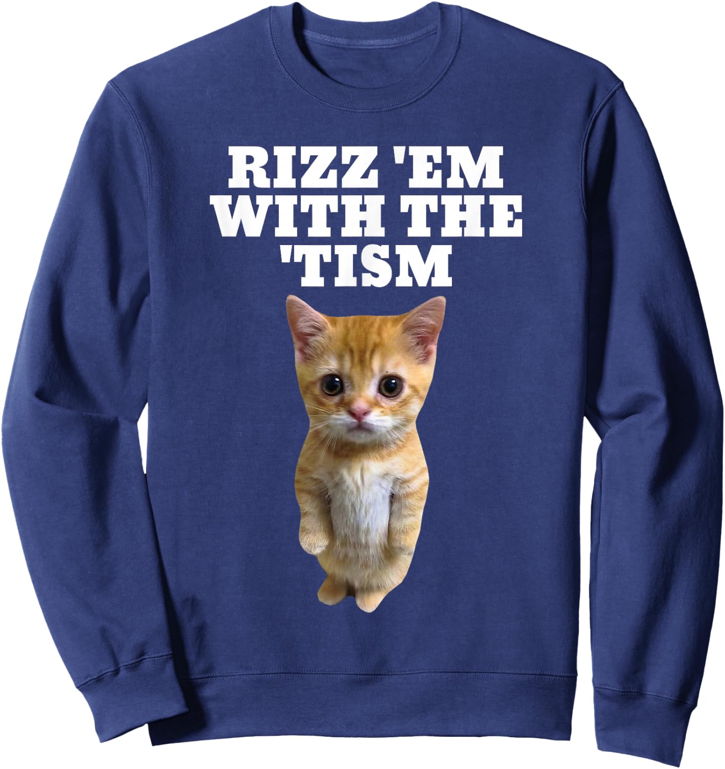 Rizz Em With The Tism Autistic Cat Rizz Sweatshirt - Sweatshirt | Navy