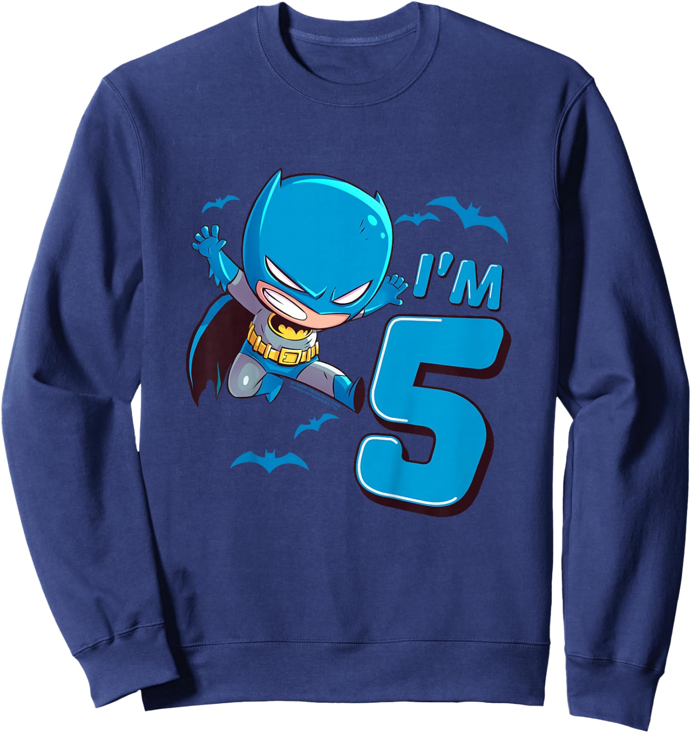 Kids Batman 5th Birthday Cute I'm 5 Sweatshirt - Sweatshirt | Navy