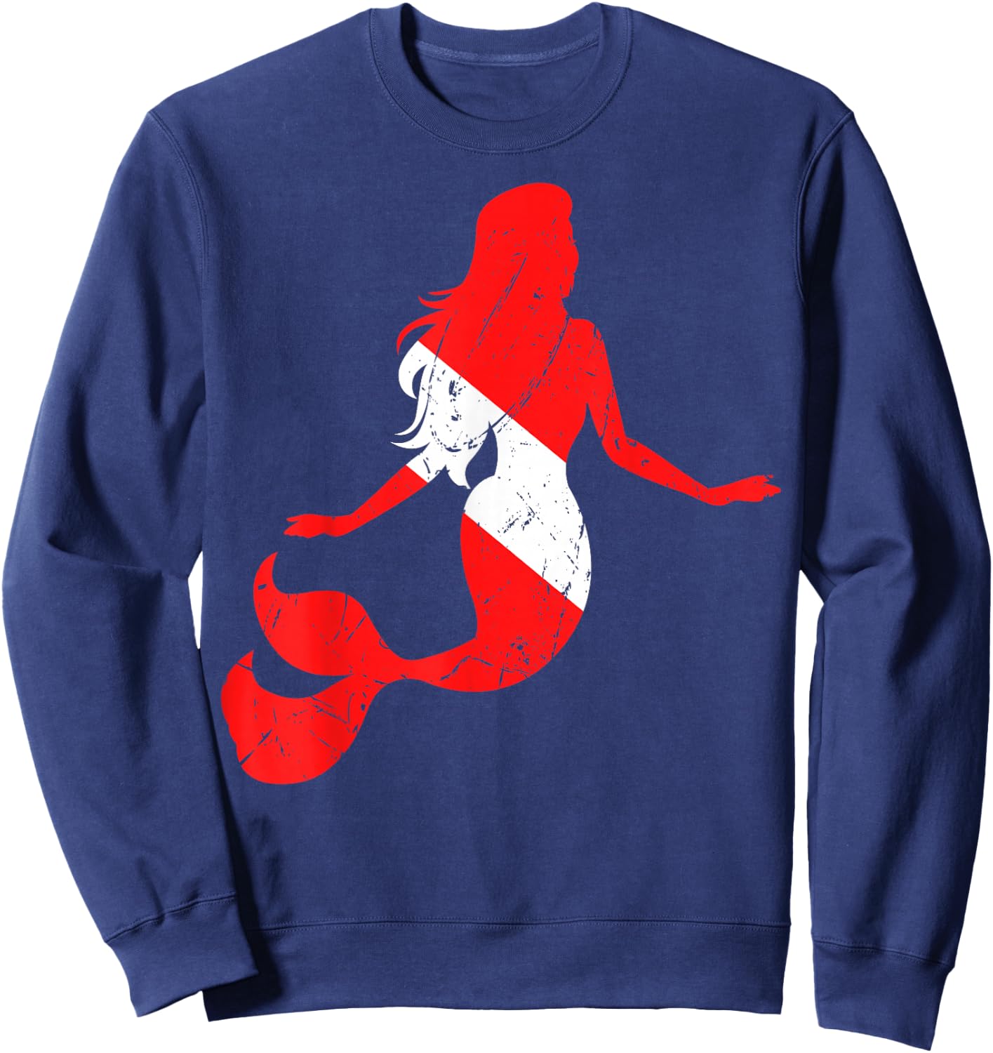 Mermaid Scuba Diving Diver Down Flag Underwater Dive Swim Sweatshirt - Sweatshirt | Navy
