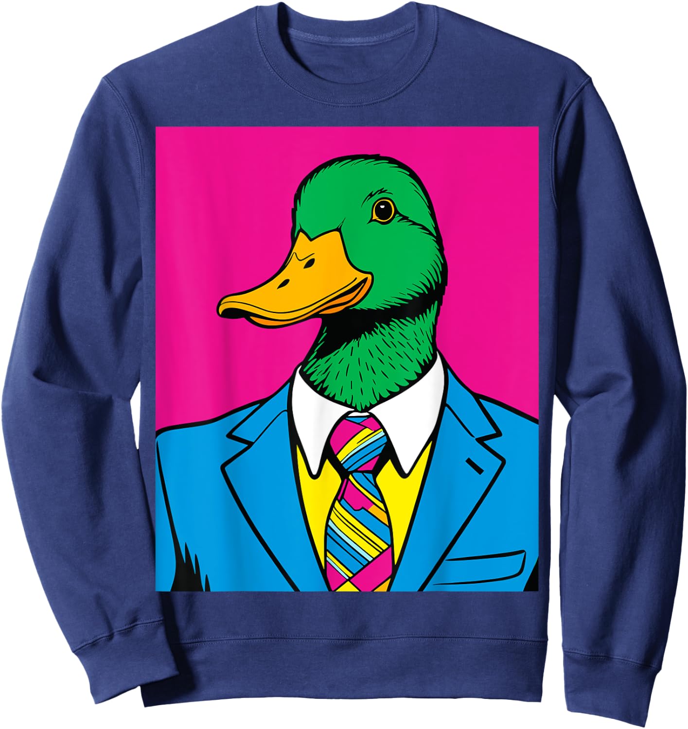 Pop Art Mallard Duck in Business Suit Sweatshirt - Sweatshirt | Navy