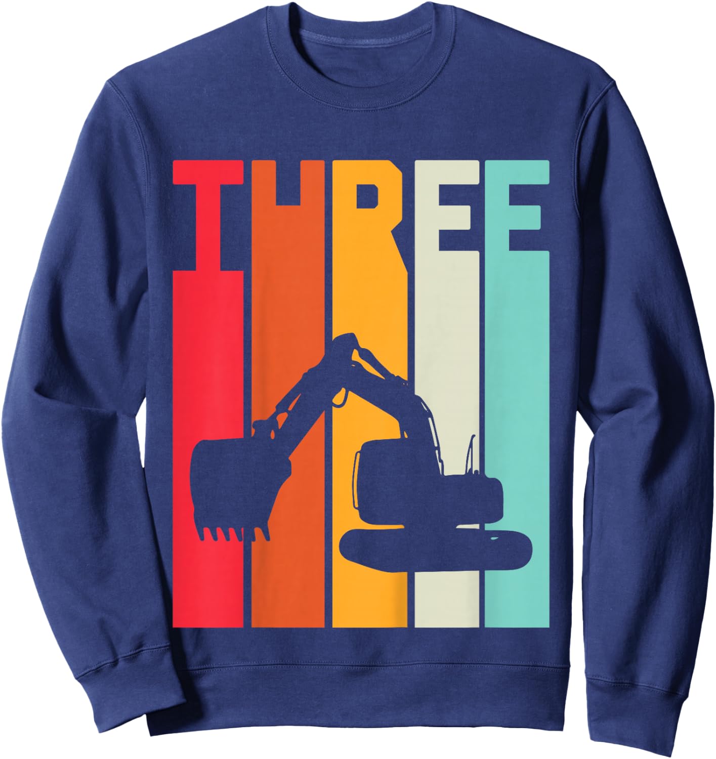 Kids 3rd Birthday Boy 3 Year Old Construction Truck Excavator Sweatshirt - Sweatshirt | Navy