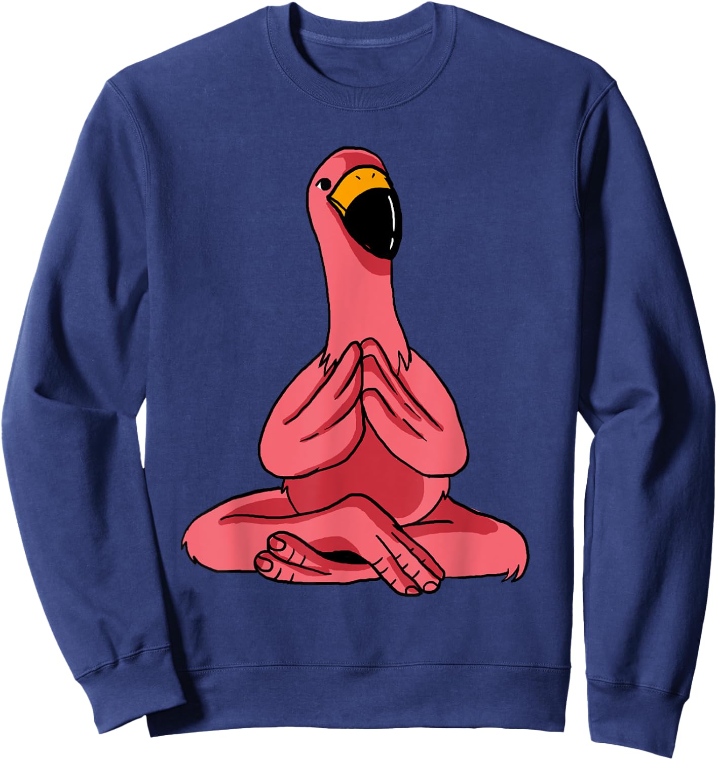 Meditating Exercise Tropical Animal Gift Men Women Cute Yoga Flamingos Funny Pink Water Bird Meditation Lovers -Adults, -Kids Sweatshirt - Sweatshirt | Navy