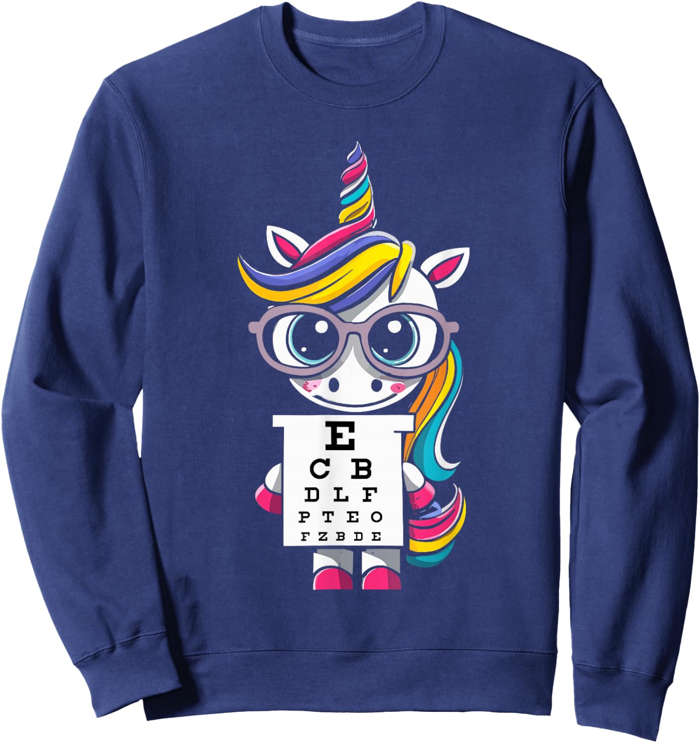 Funny Eye Test Unicorn Chart Eye Chart Ophthalmologist Sweatshirt - Sweatshirt | Navy