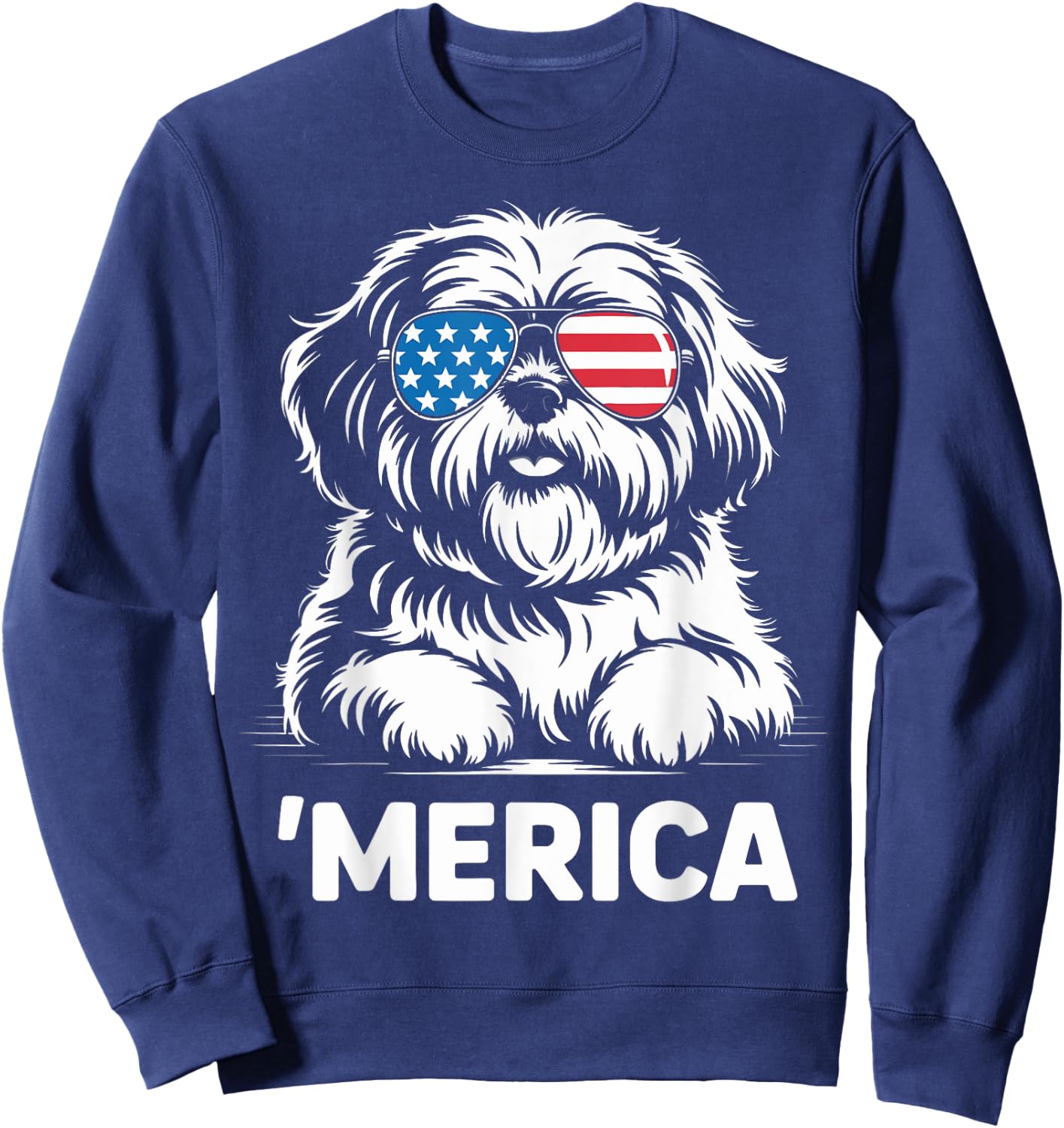 Shih Tzu 4th of July ‘Merica Patriotic Sweatshirt - Sweatshirt | Navy