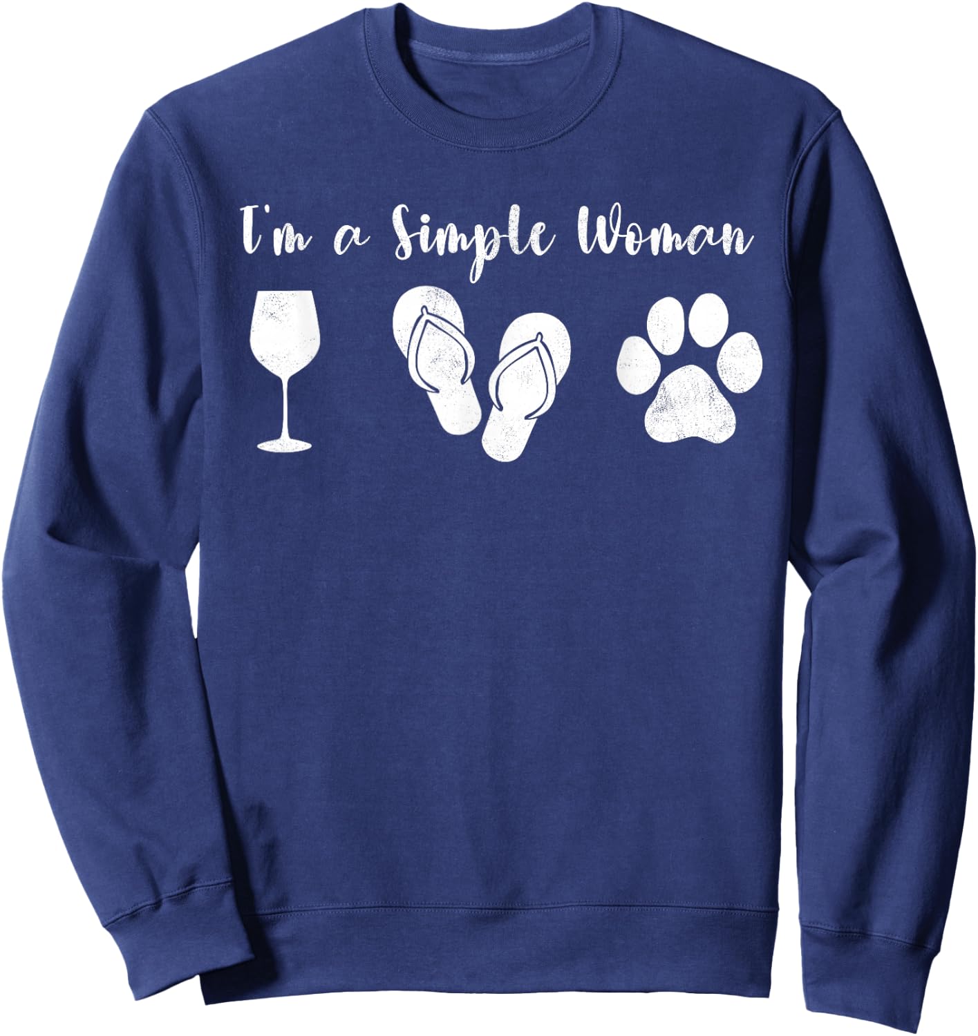 I'm Simple Woman Dogs & Wine Sun Lover Funny Dog Joke Sweatshirt - Sweatshirt | Navy