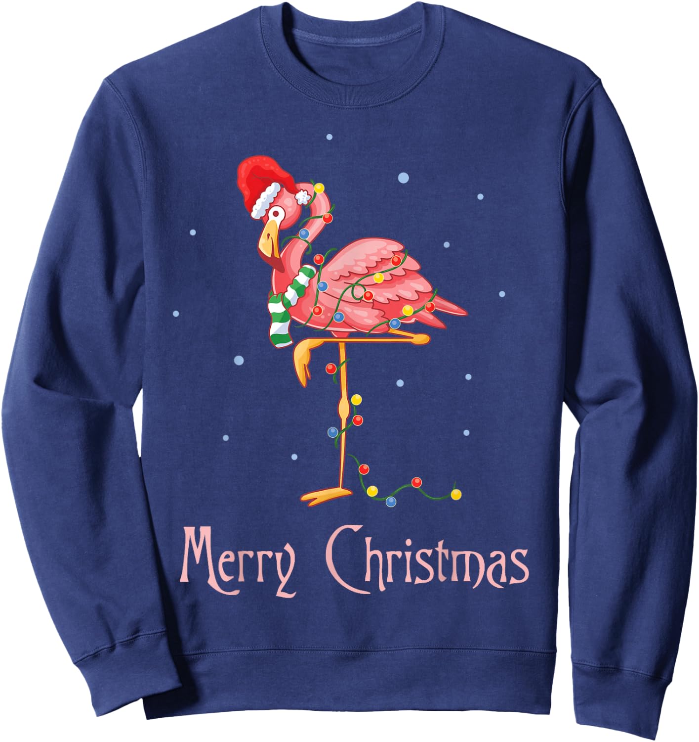Merry Christmas Pink Flamingo Cute Xmas Costume Sweatshirt - Sweatshirt | Navy
