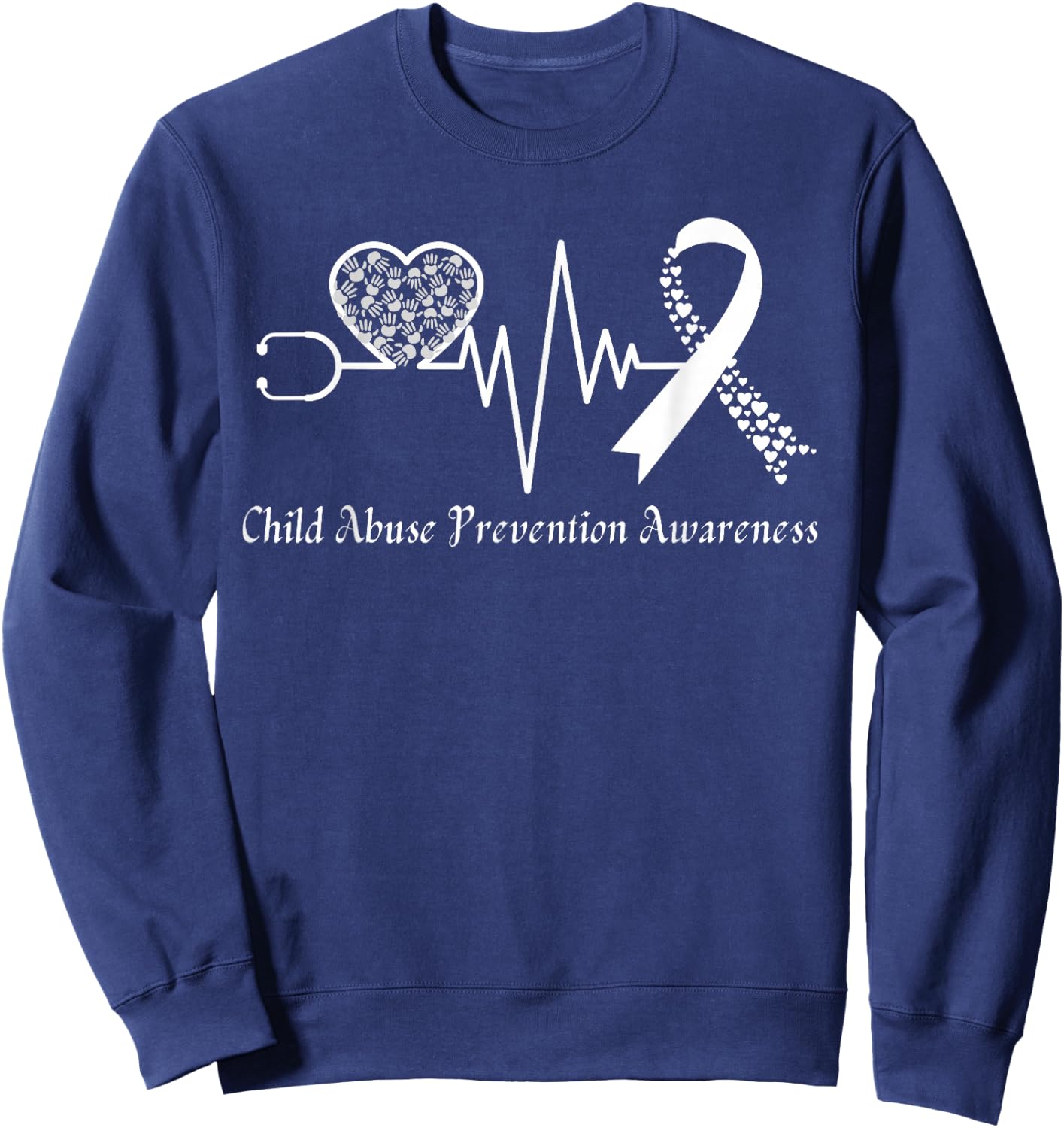 Child Abuse Prevention Awareness Month In April We Wear Blue Sweatshirt - Sweatshirt | Navy
