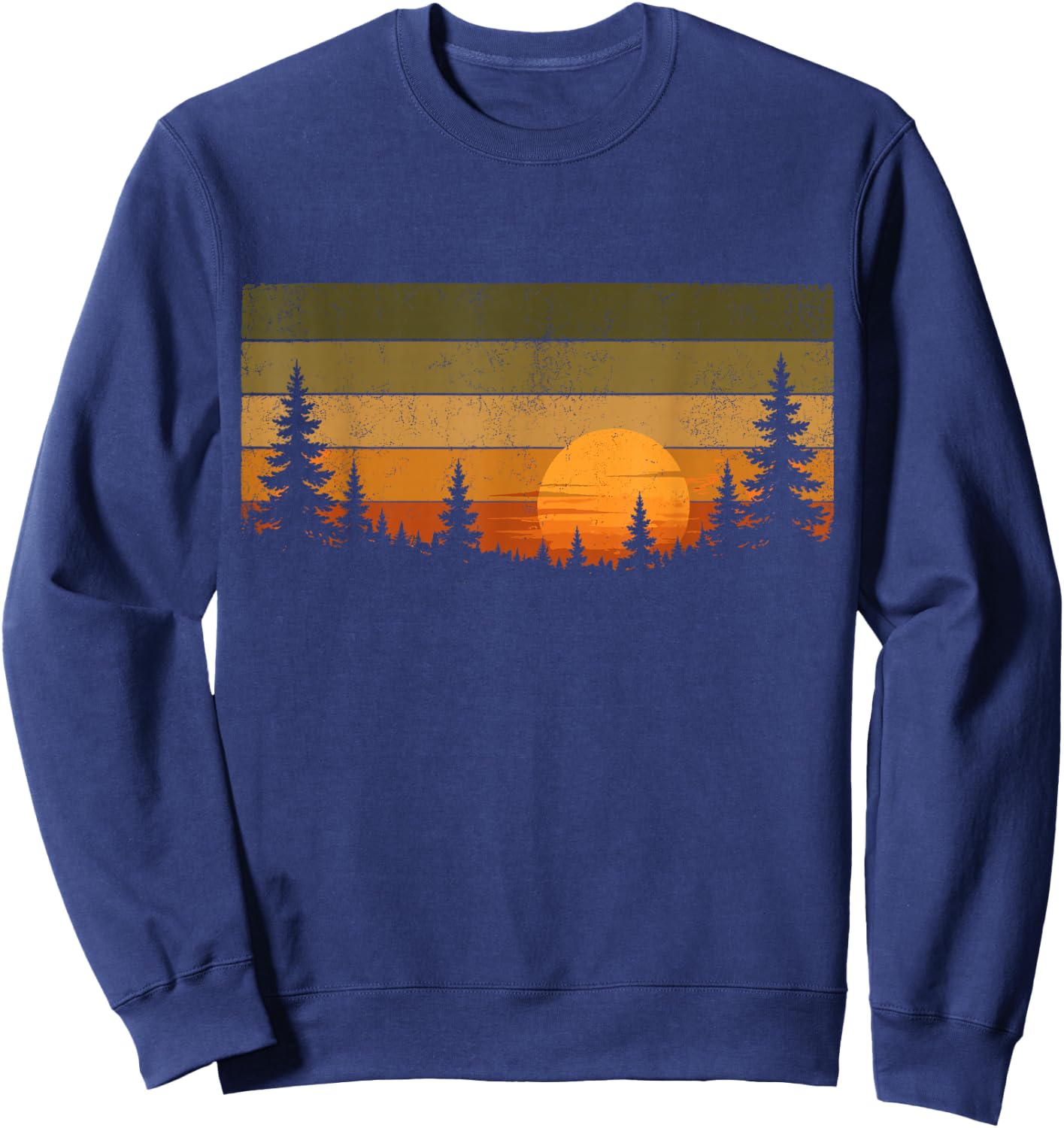 Forest Trees Wildlife Outdoors Nature Women Men Vintage Sweatshirt - Sweatshirt | Navy