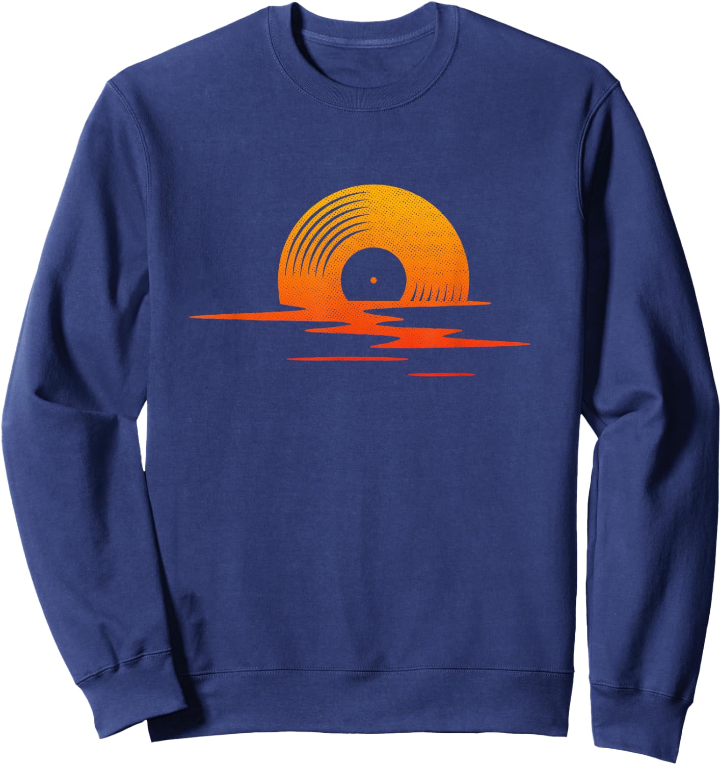 Vinyl Sunset Analog Record Player DJ Nerd Synthesizer Sweatshirt - Sweatshirt | Navy