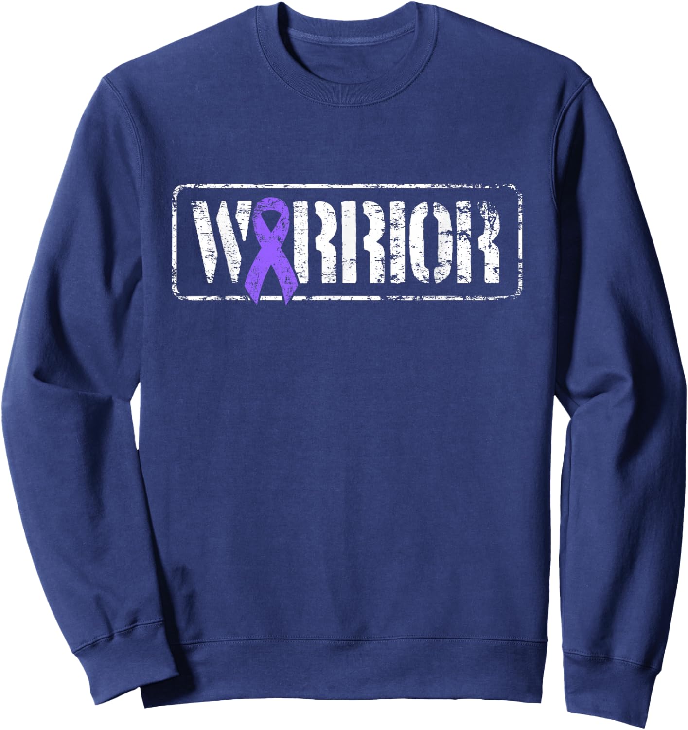 Hodgkins Lymphoma Warrior - Purple Military Style Ribbon Sweatshirt - Sweatshirt | Navy