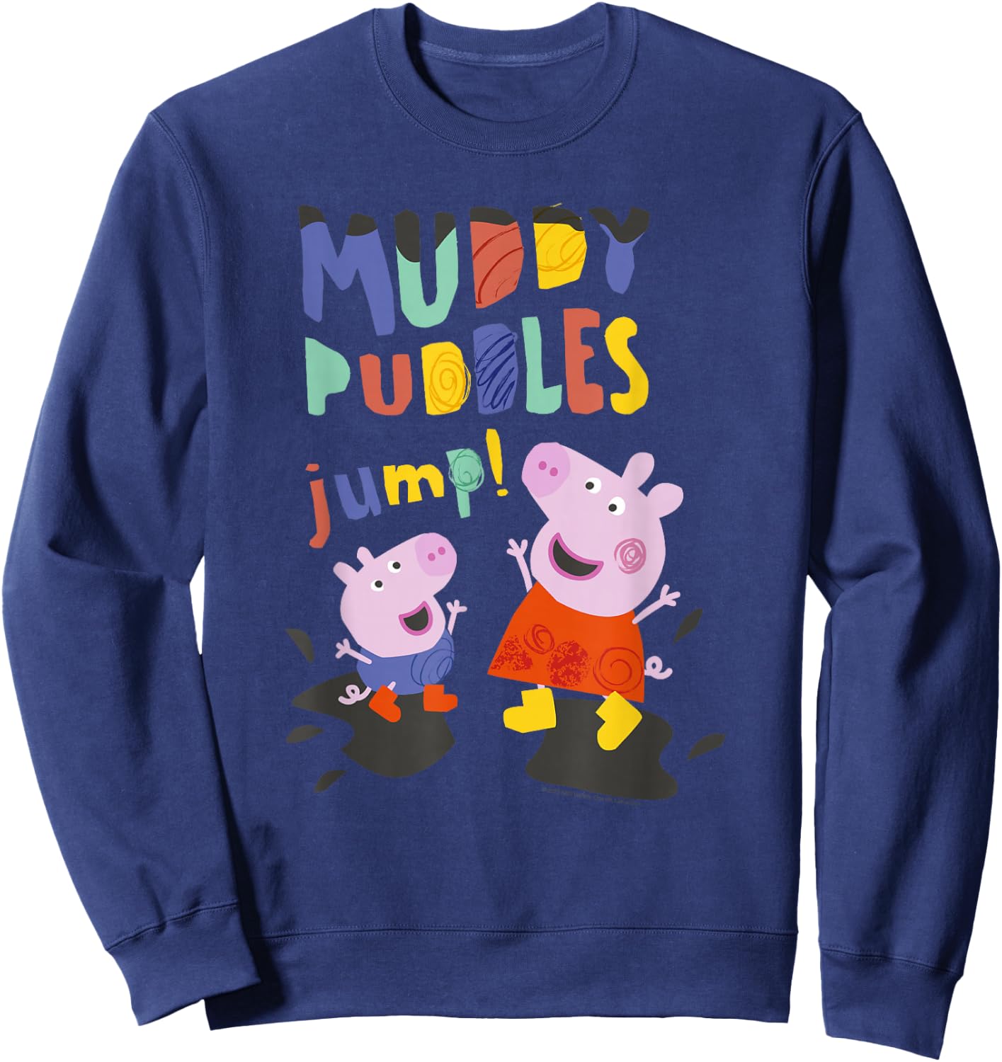 Peppa Pig Muddy Puddles Jump! Peppa & George Having Fun Sweatshirt - Sweatshirt | Navy