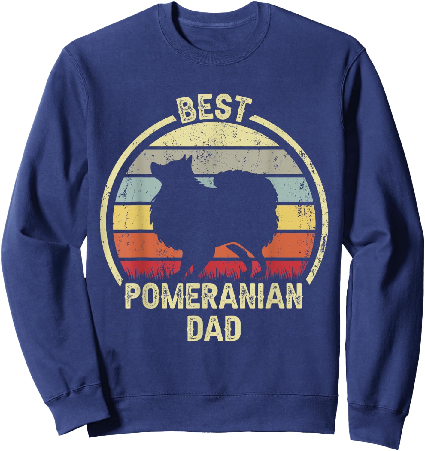 Best Dog Father Dad - Vintage Pom Pomeranian Women Sweatshirt - Sweatshirt | Navy