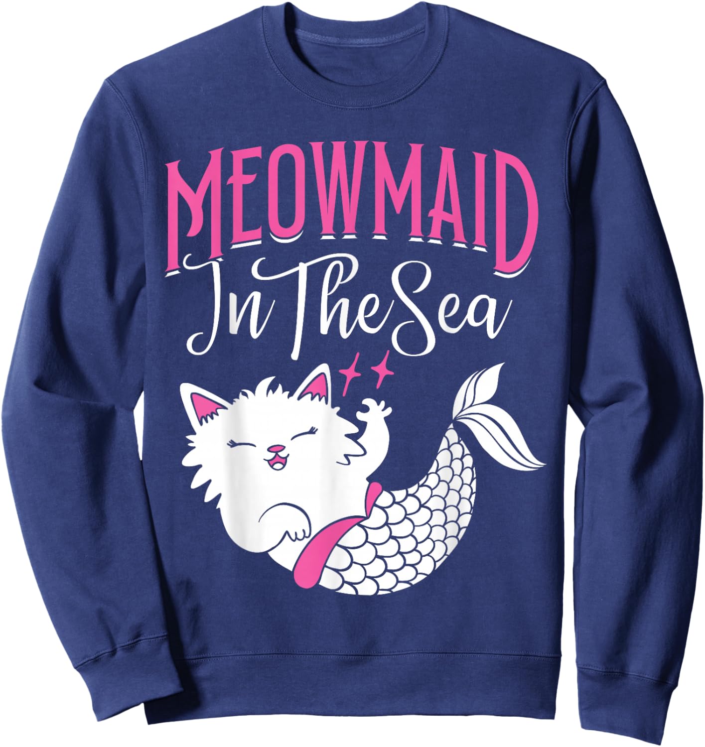 Mercat Meowmaid in the Sea Mermaid Cat Sweatshirt - Sweatshirt | Navy