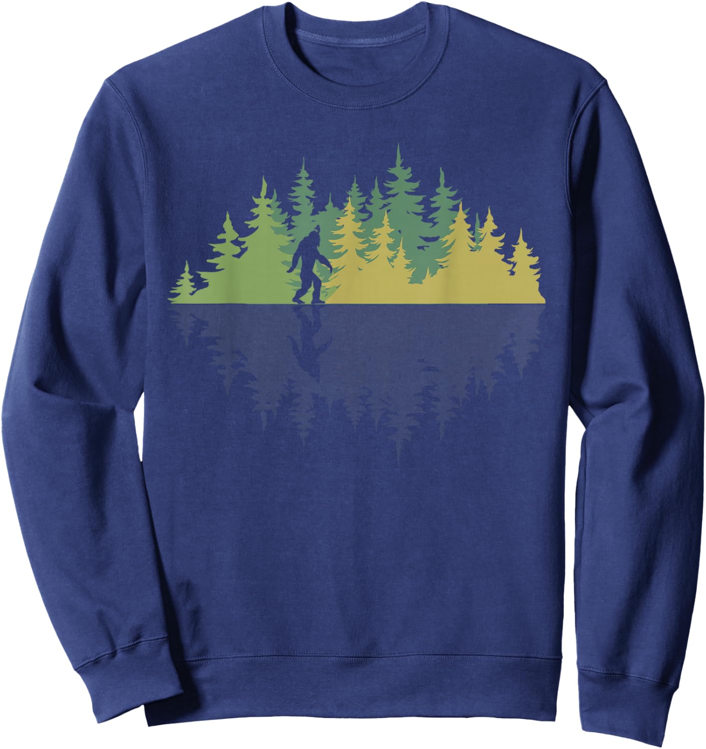 Reflection Forest Trees Sasquatch Conspiracy Yeti Bigfoot Sweatshirt - Sweatshirt | Navy