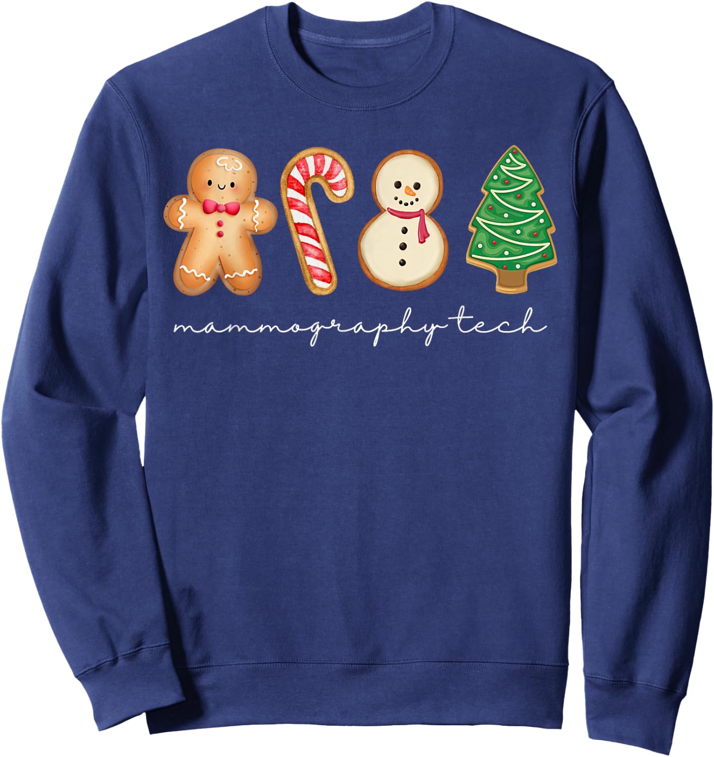 Mammography Tech Mammo Technologist Mammogram Christmas Sweatshirt - Sweatshirt | Navy