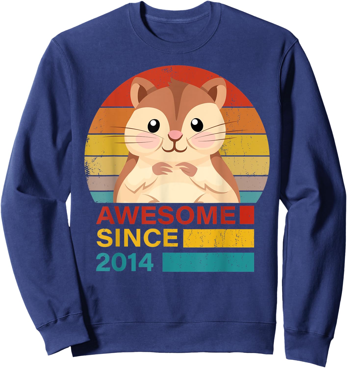 Hamster 2014 Birthday Funny Vintage Hamster Retro Sunset Dad Sweatshirt - Sweatshirt | Navy