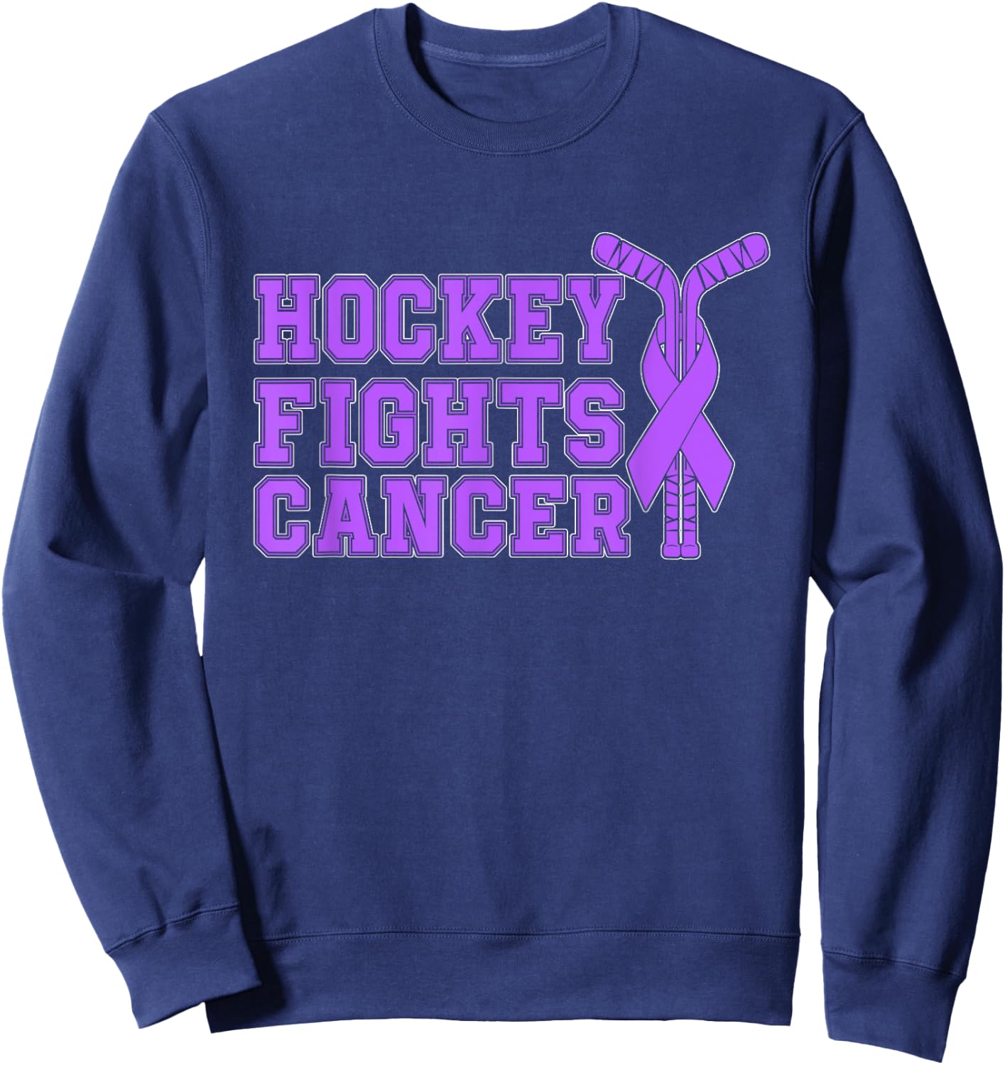 Hockey Fights Cancer Awareness Sweatshirt - Sweatshirt | Navy