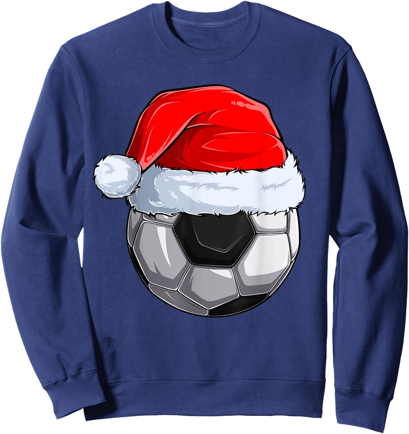 Soccer Ball Santa Hat Christmas Pajama Cool Sport X-Mas Sweatshirt - Sweatshirt | Navy
