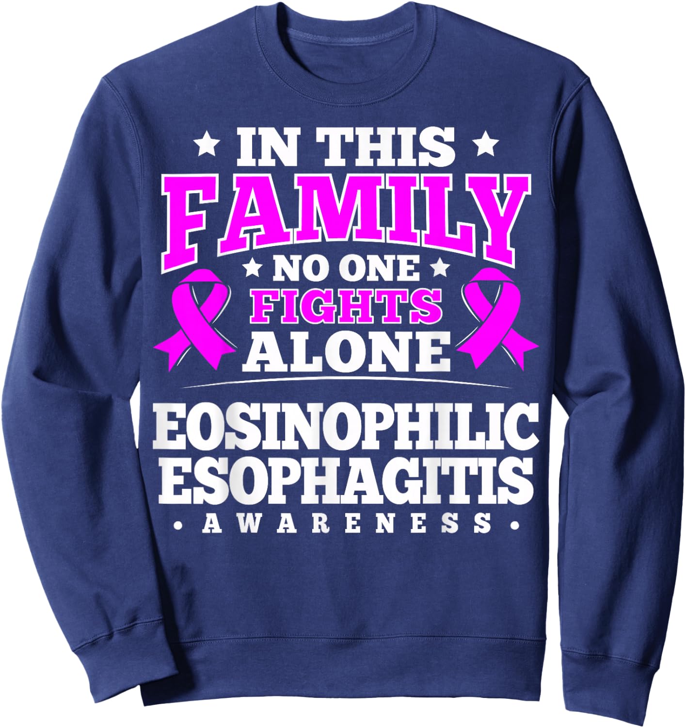Eosinophilic Esophagitis Awareness Gift Magenta Ribbon Sweatshirt - Sweatshirt | Navy