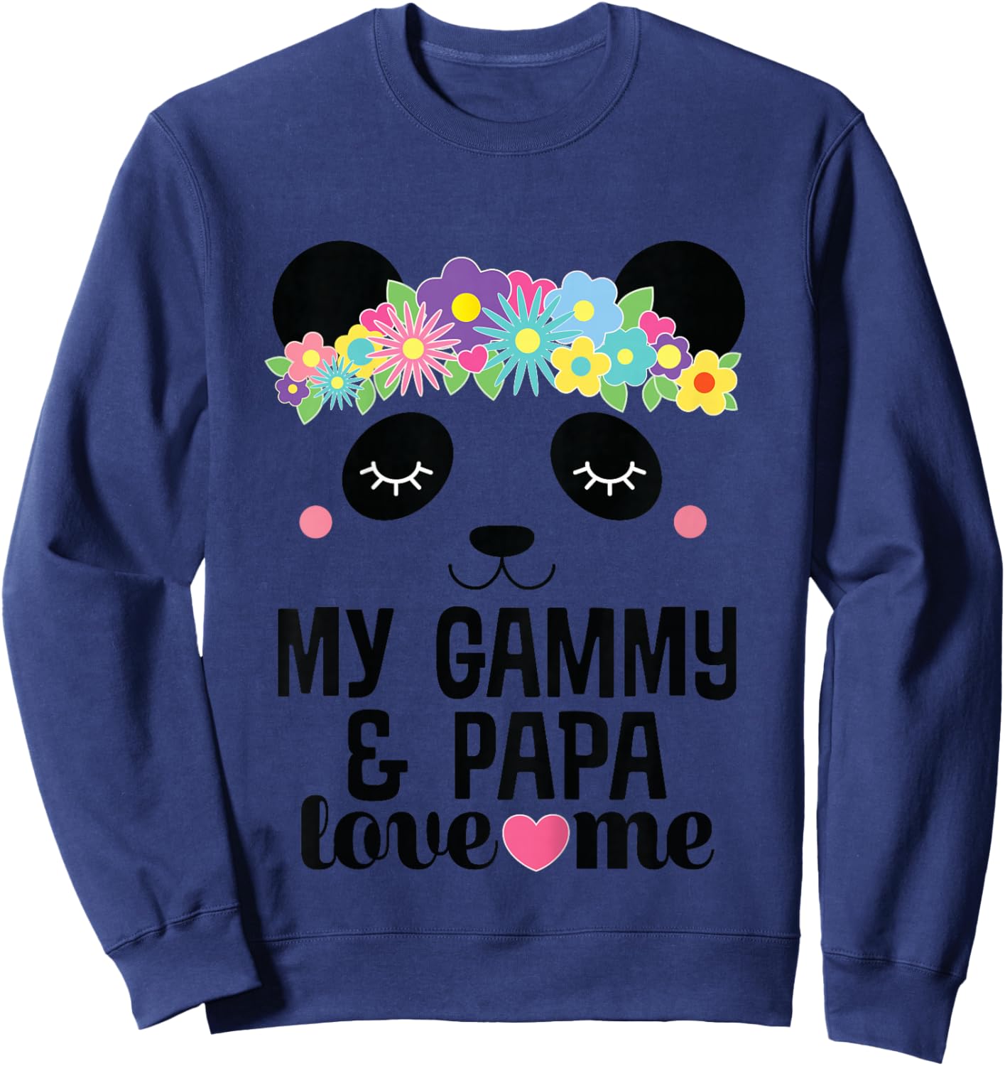 Kids My Gammy And Papa Love Me Granddaughter Panda Sweatshirt - Sweatshirt | Navy