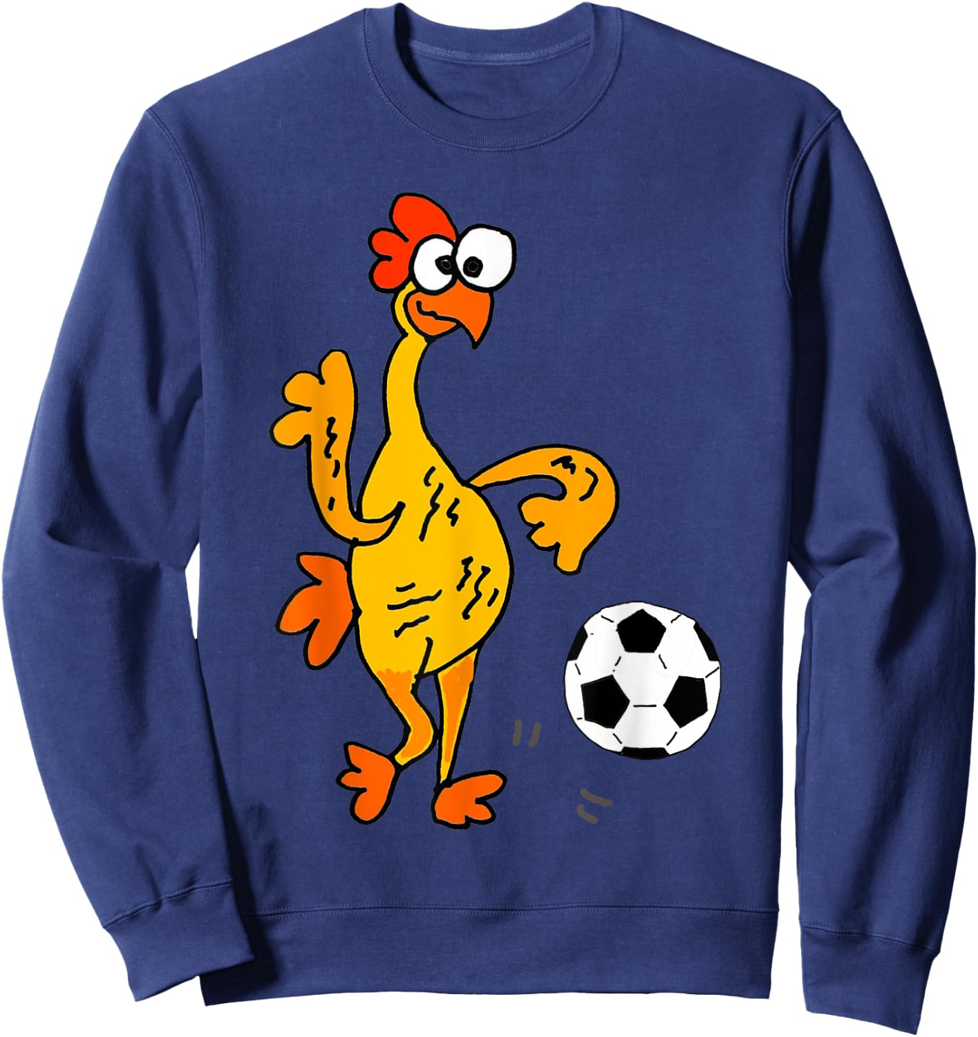 SmileteesSports Funny Rubber Chicken Playing Soccer Sweatshirt - Sweatshirt | Navy
