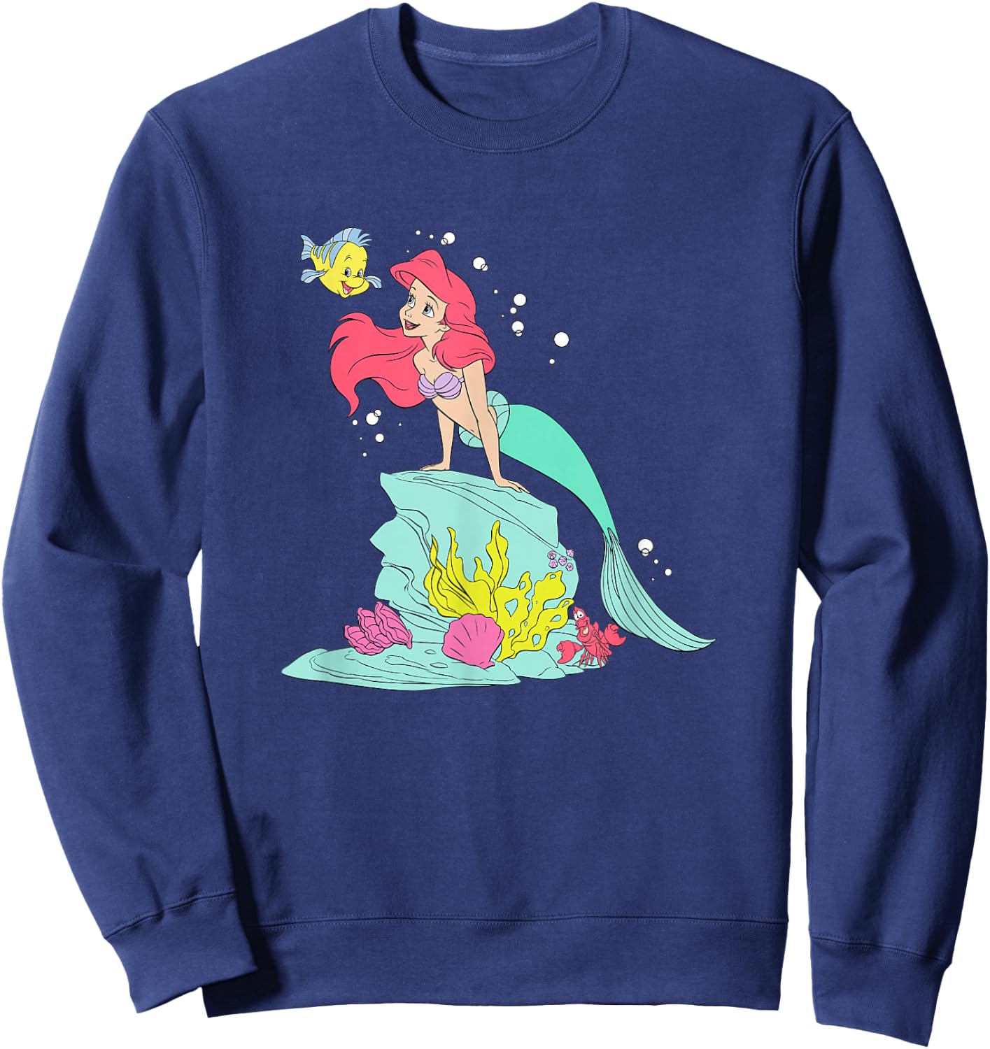 Disney The Little Mermaid Ariel Flounder Sebastian Retro Sweatshirt - Sweatshirt | Navy