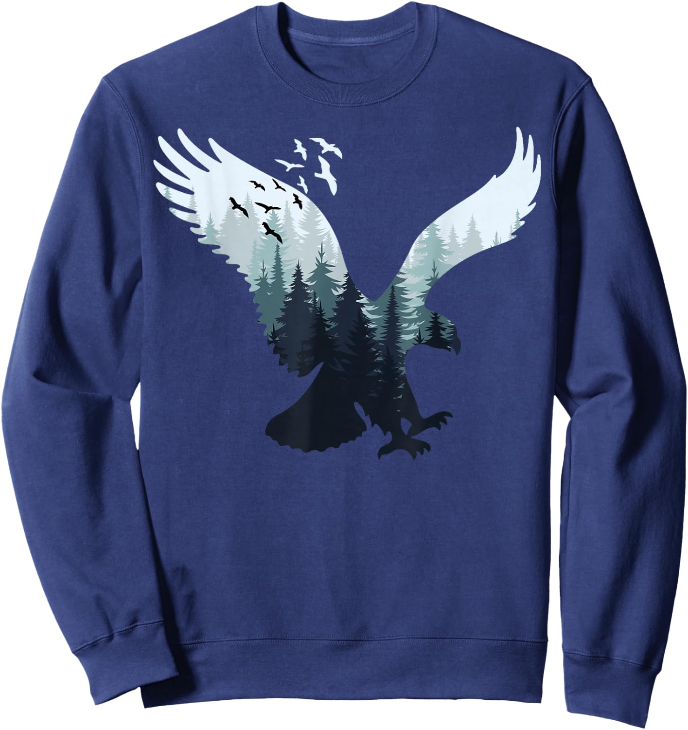Animal Lovers in Nature with Eagle Silhouette , black Sweatshirt - Sweatshirt | Navy
