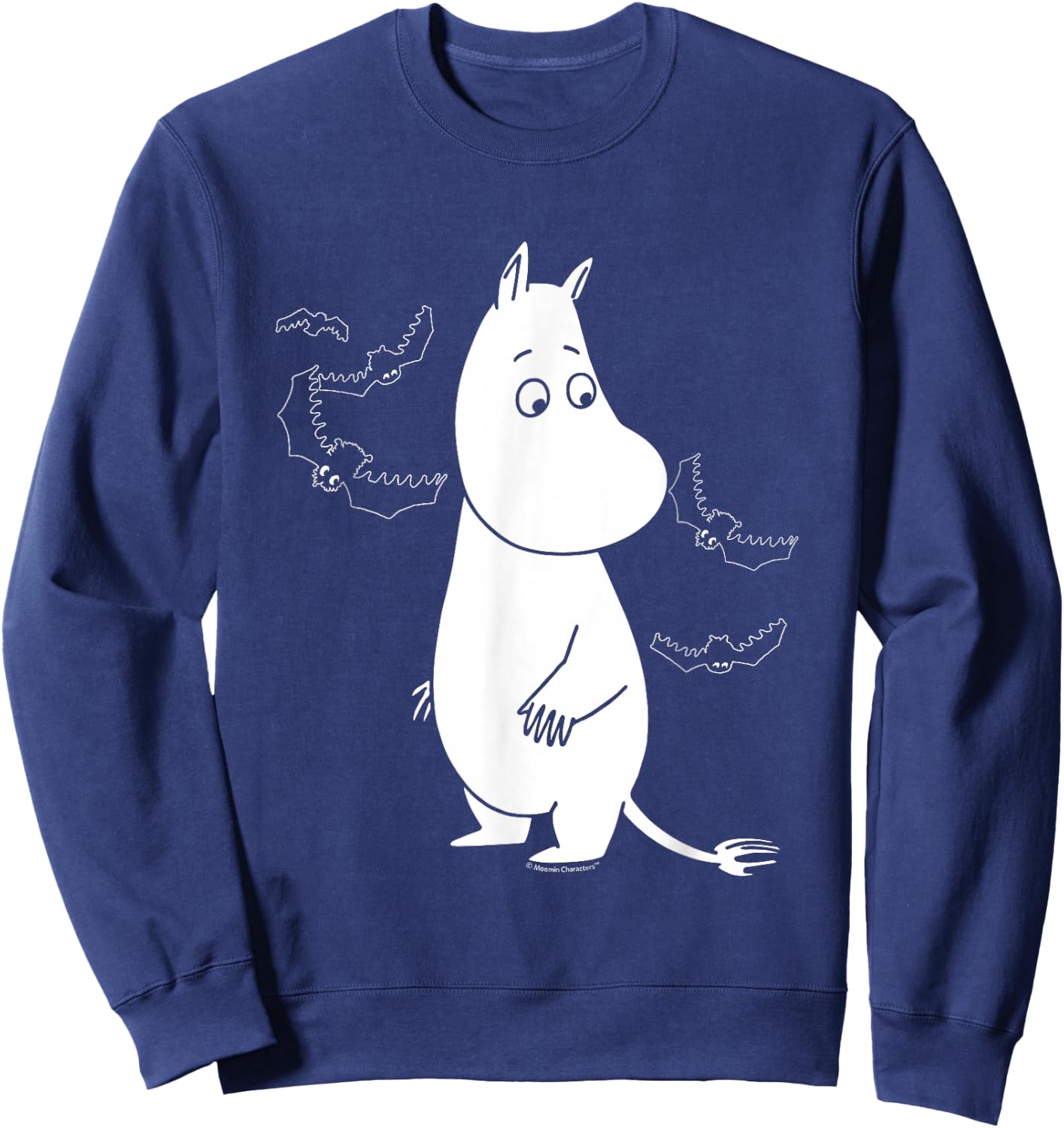 Moomin Moomintroll Surrounded by Scary Bats , Black, S Sweatshirt - Sweatshirt | Navy