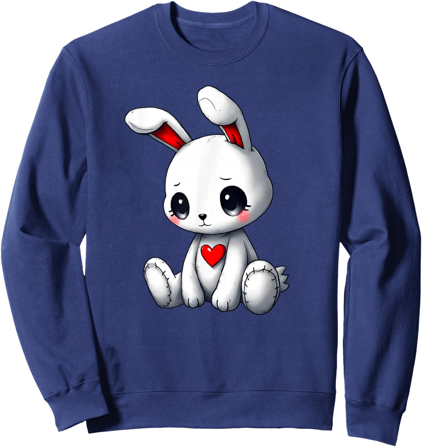 Sad Bunny Alt Girl Pastel Goth Kawaii Clothes Creepy Doll Sweatshirt - Sweatshirt | Navy