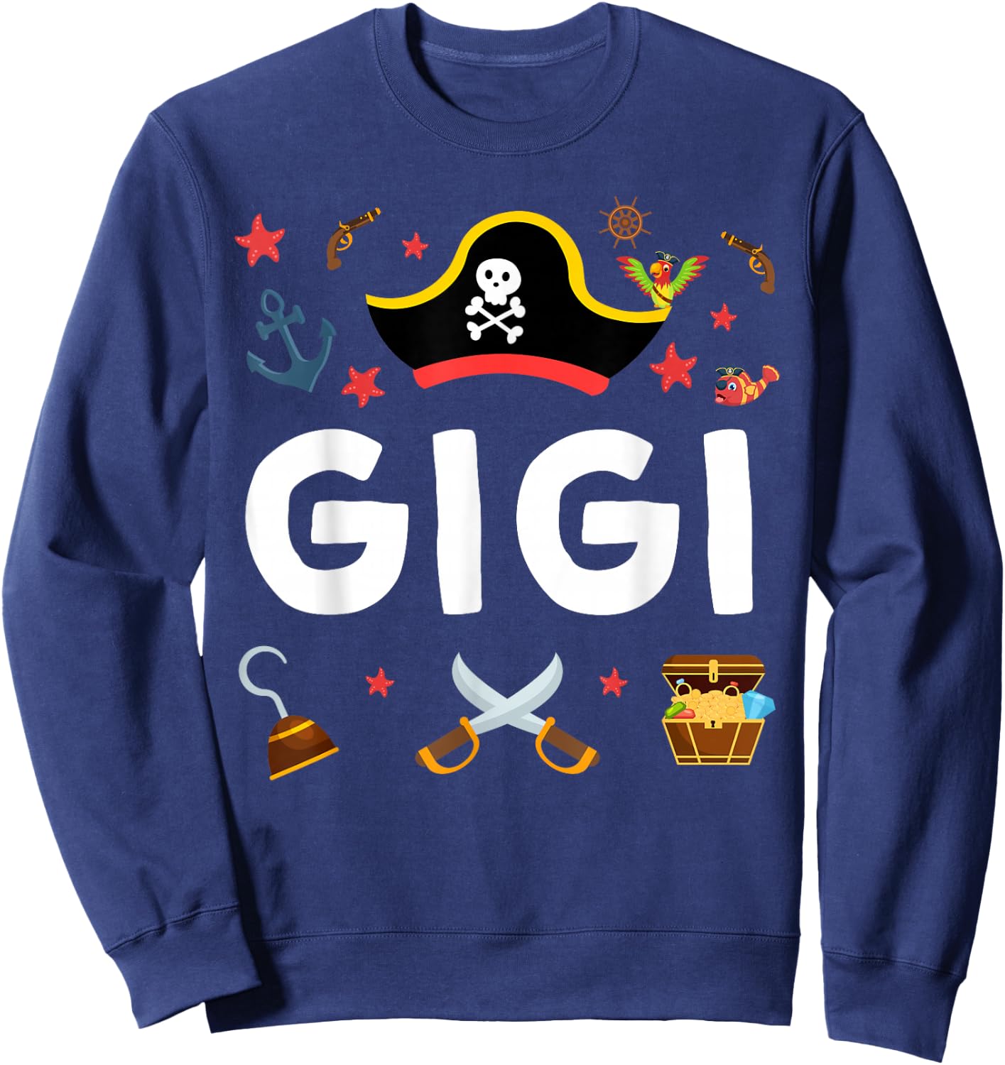 Pirate Gigi Pirate's Hat Matching Family Pirate Birthday Sweatshirt - Sweatshirt | Navy