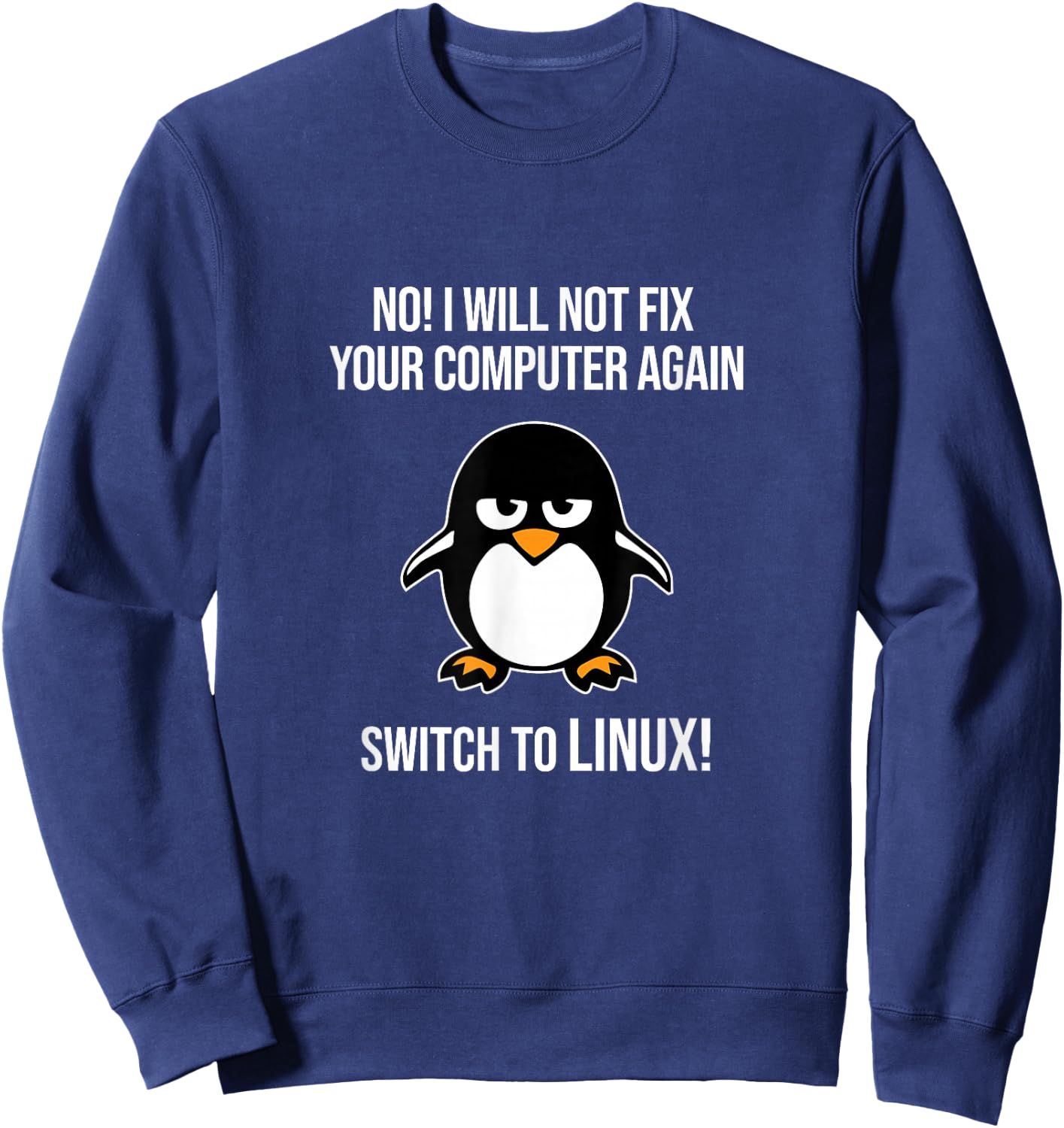 Swith zu Linux Wütend Tux Pinguin Linux Maskottchen Freiheit Sweatshirt - Sweatshirt | Navy