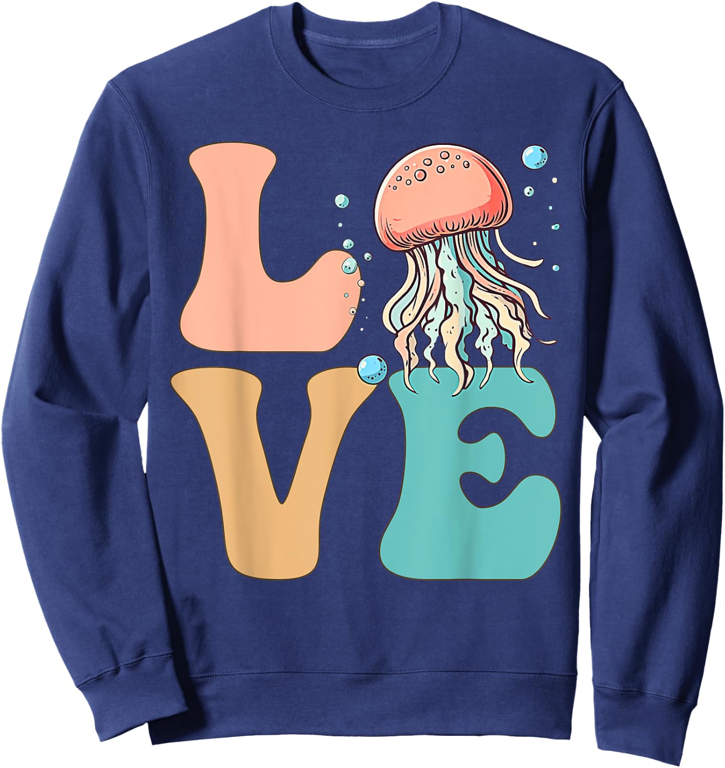 Jellyfish Ocean Life LOVE Sweatshirt - Sweatshirt | Navy