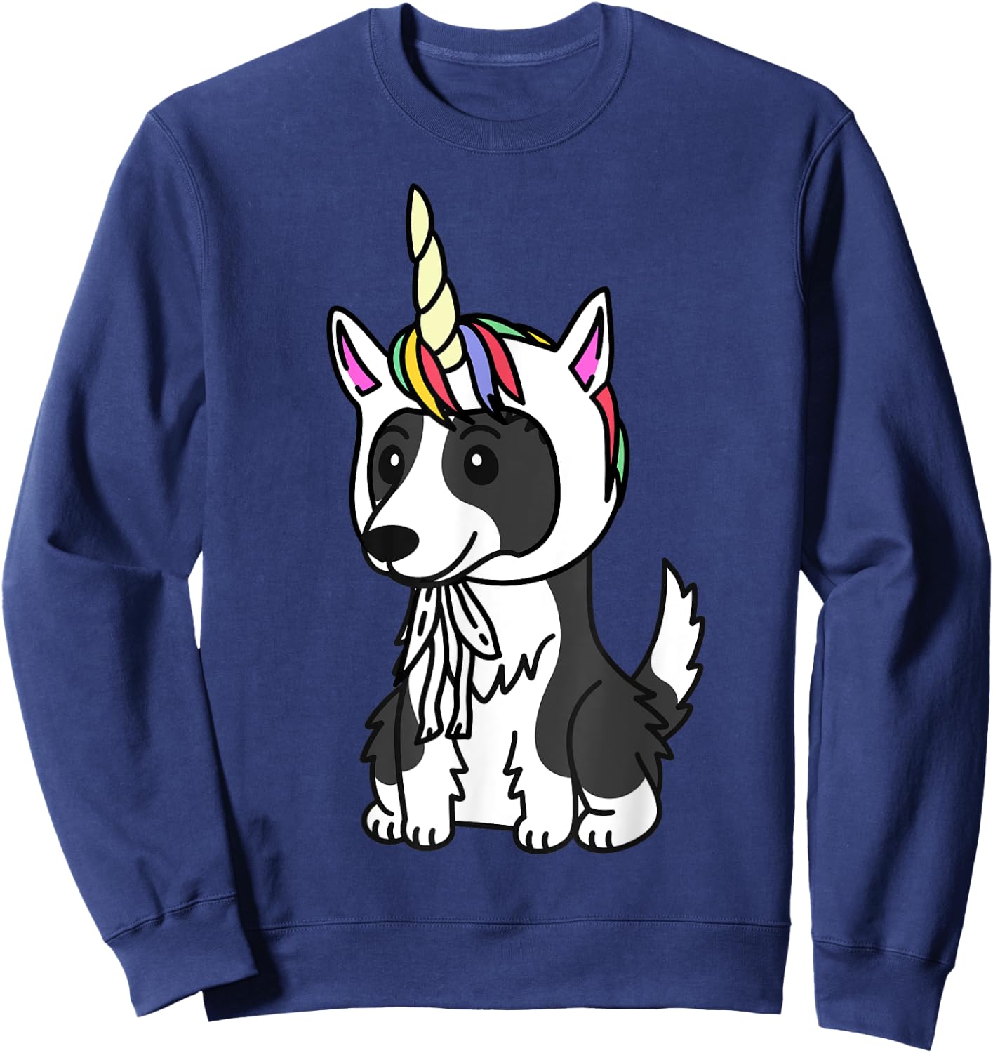 Unicorn Hat Border Collie Funny Dog Men Women Kids Sweatshirt - Sweatshirt | Navy