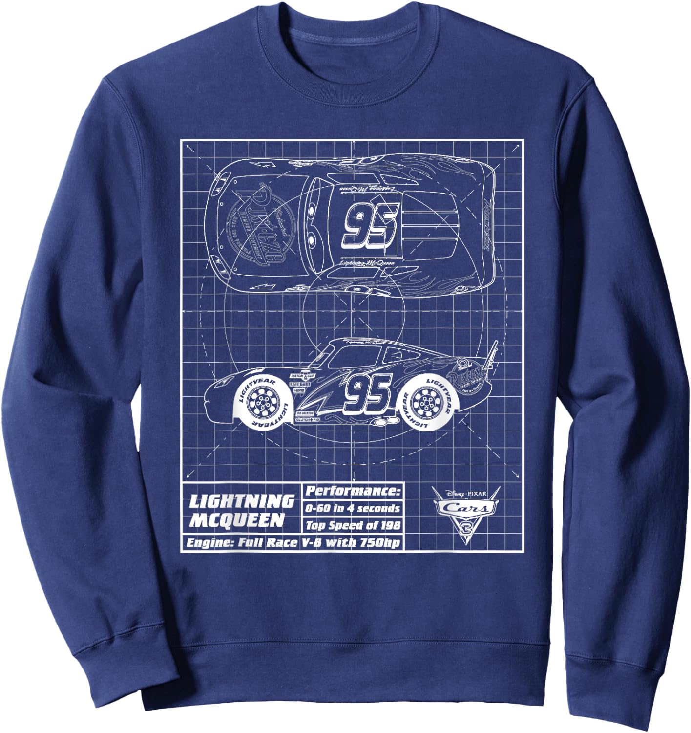 Cars Lightning McQueen Blueprint , black Sweatshirt - Sweatshirt | Navy