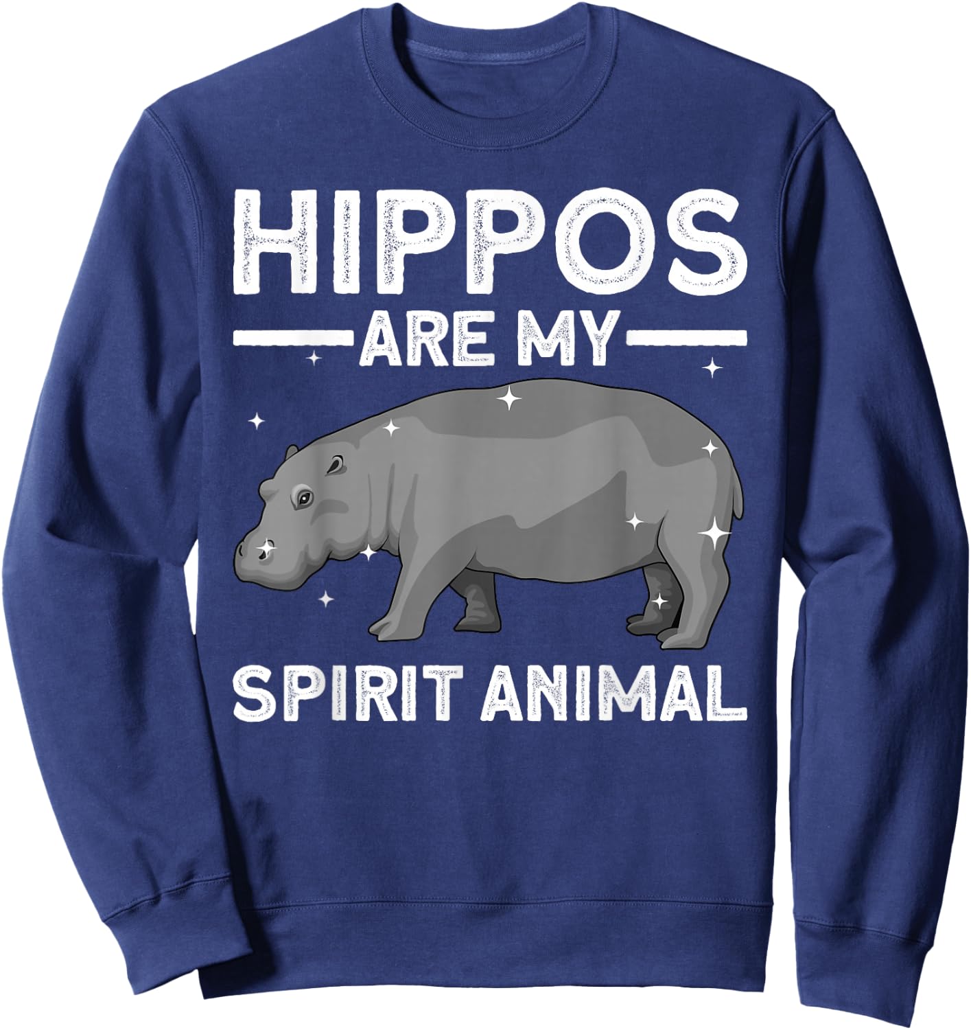 Funny Hippopotamus Design Women Animal Hippo Lover Sweatshirt - Sweatshirt | Navy