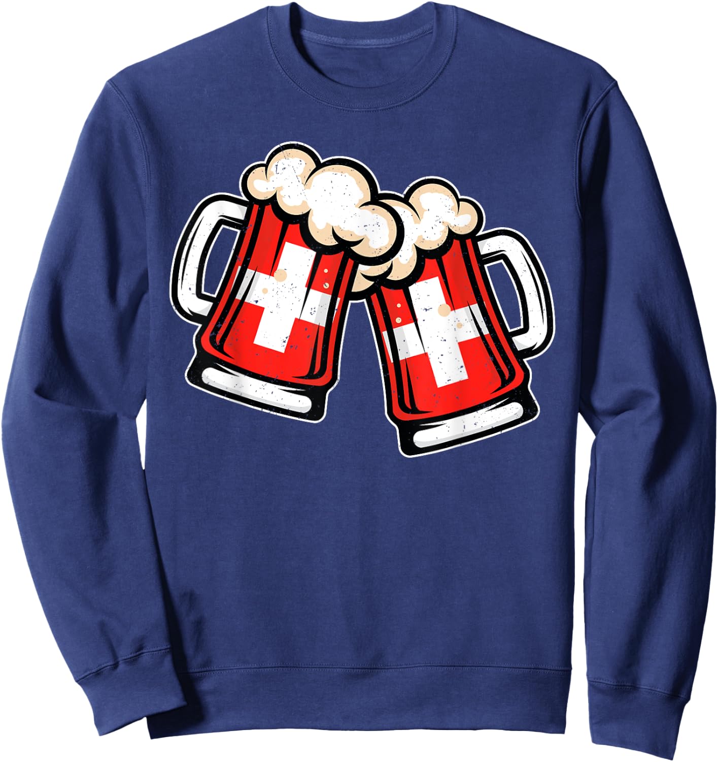 Switzerland Flag Beer Mug - Cool Swiss Beer Sweatshirt - Sweatshirt | Navy