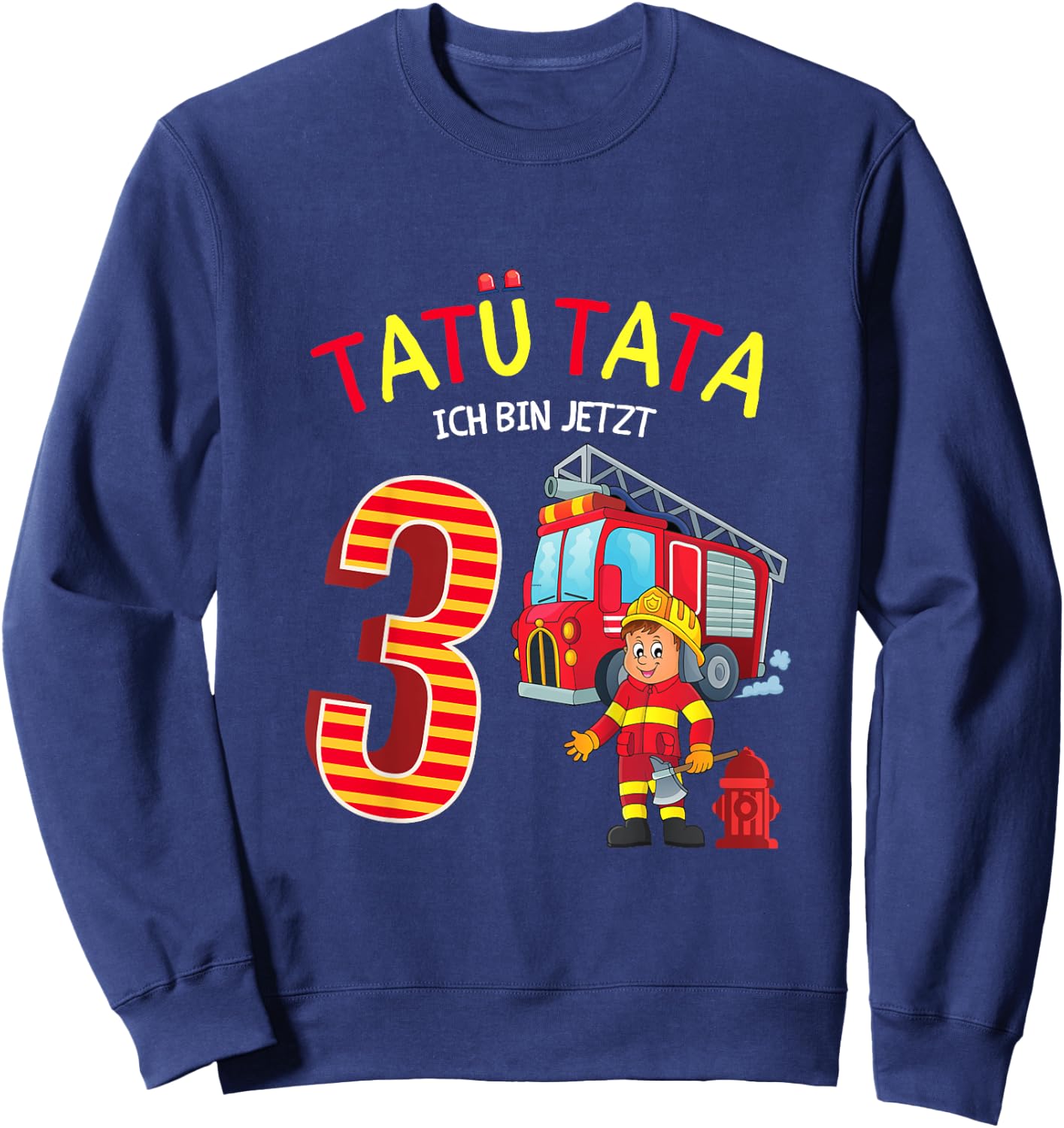 Feuerwehr Feuerwehrmann Kinder Geburtstag 3 Jahre Junge Sweatshirt - Sweatshirt | Navy