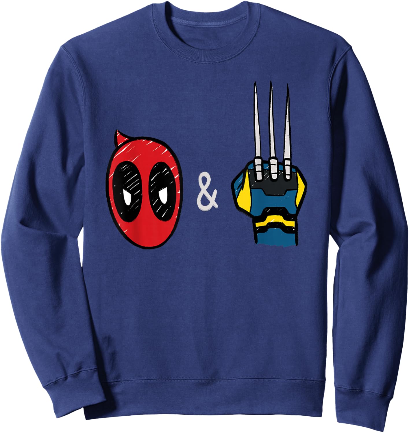 Marvel Studios Deadpool & Wolverine Mask & Claw Emoji Icons Sweatshirt - Sweatshirt | Navy