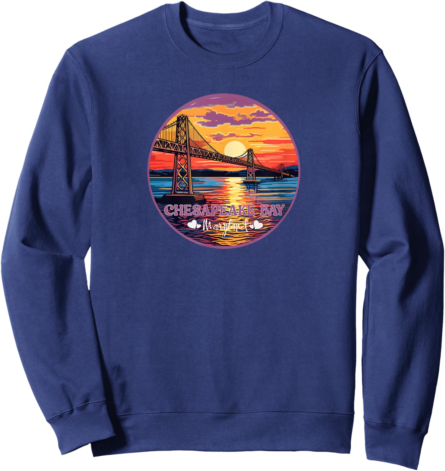 Chesapeake Bay Maryland Famous Bridges Tourist Site Souvenir Sweatshirt - Sweatshirt | Navy