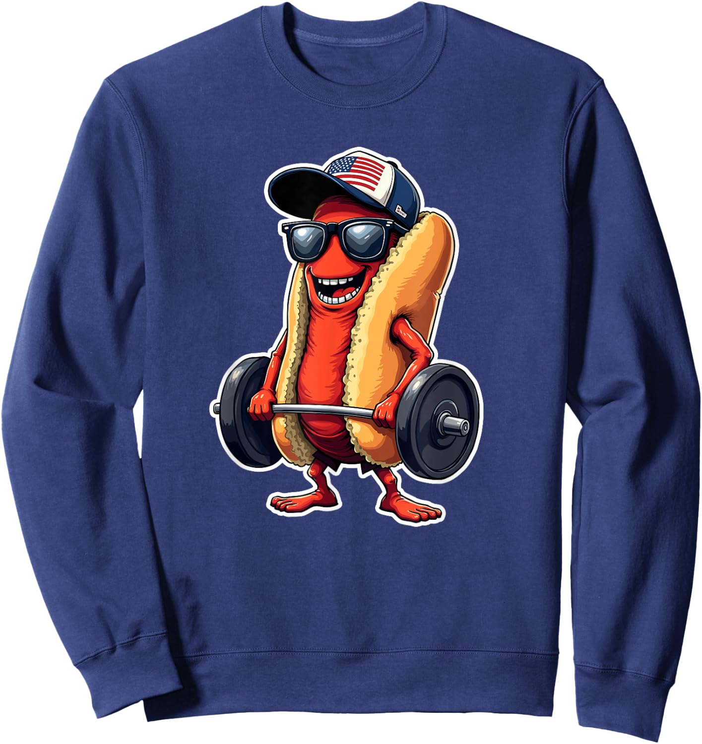 Deadlift Weightlifting Funny Fitness Workout Hot Dog Lover Women Sweatshirt - Sweatshirt | Navy