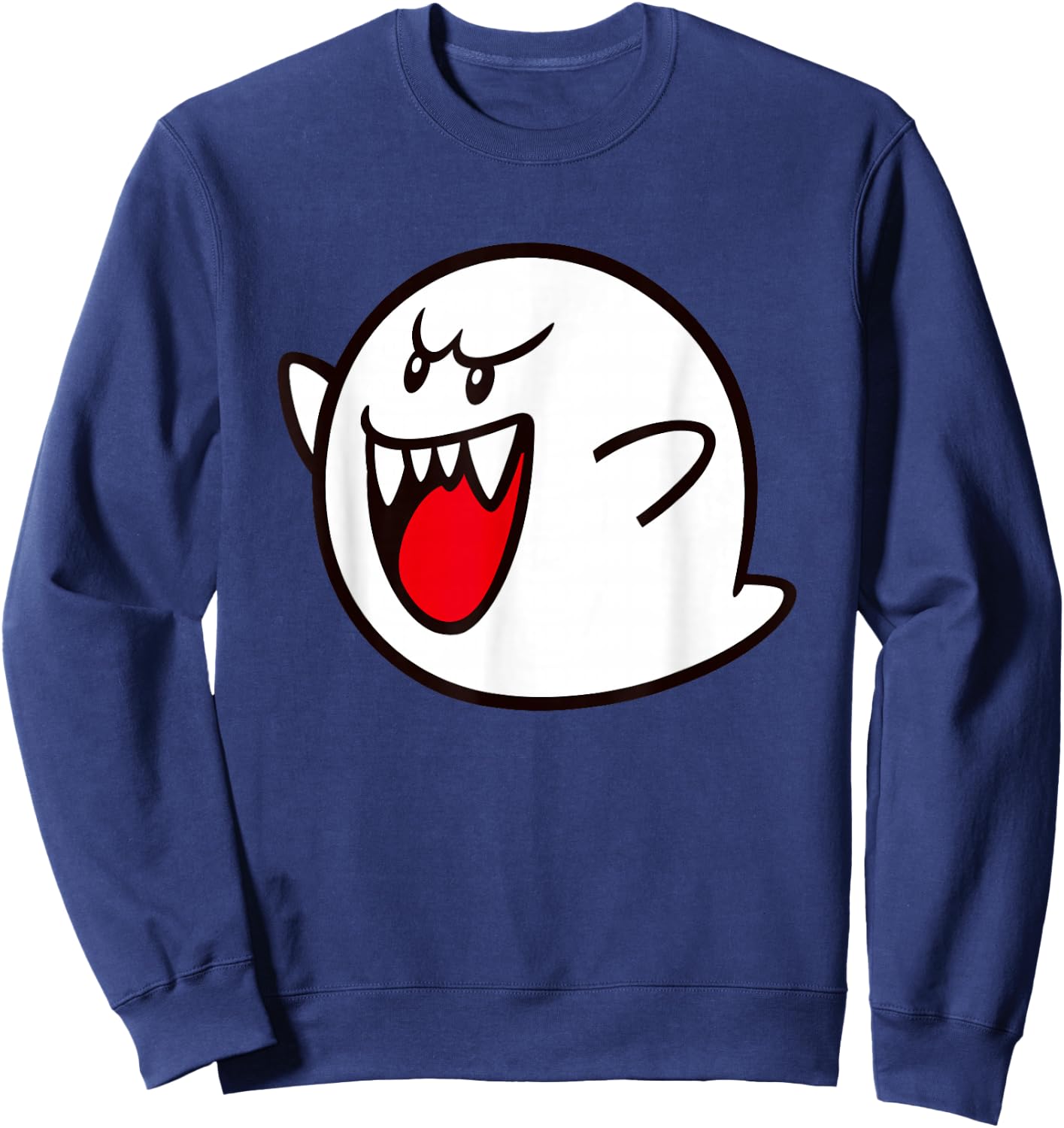 Super Mario Boo Spooky Big Character Icon Sweatshirt - Sweatshirt | Navy