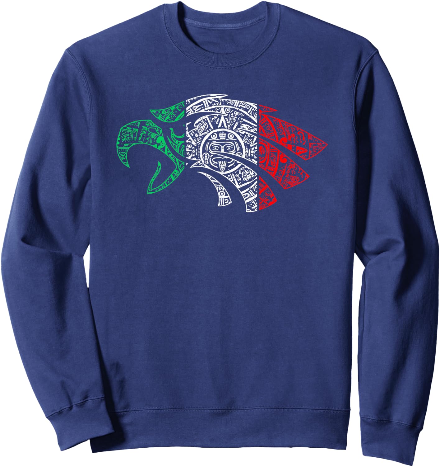 Mexico Sacred Aztec Calendar Mexican Eagle Archeological Sweatshirt - Sweatshirt | Navy