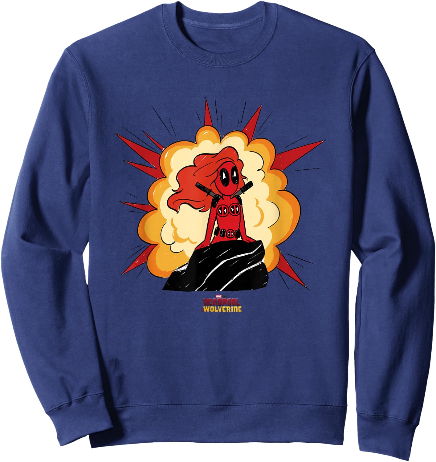 Marvel Deadpool & Wolverine Mermaid Deadpool Comic Blast Sweatshirt - Sweatshirt | Navy