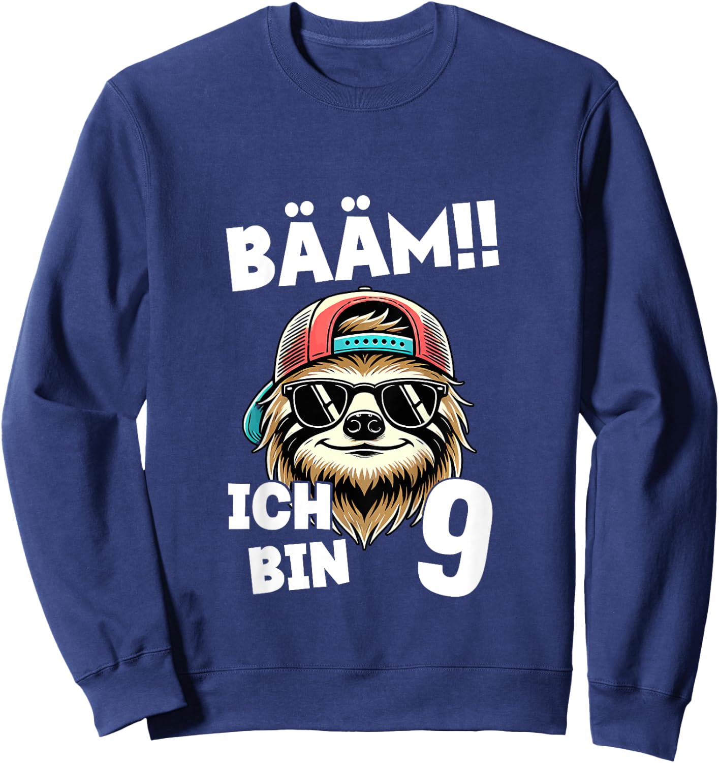 Kinder BÄÄM Ich Bin 9 Geburtstag Cooler Faultier Geburtstagsdeko Sweatshirt - Sweatshirt | Navy