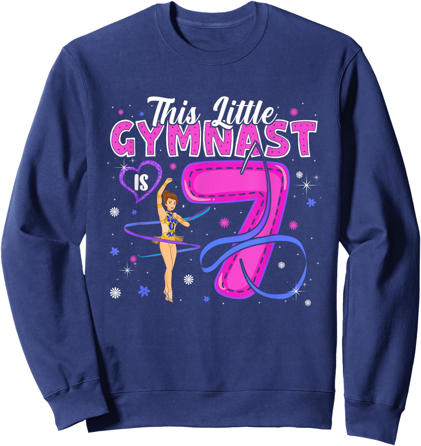 Kids 7 Year Old Gymnast 7th Birthday Tumbling Gymnastics Sweatshirt - Sweatshirt | Navy