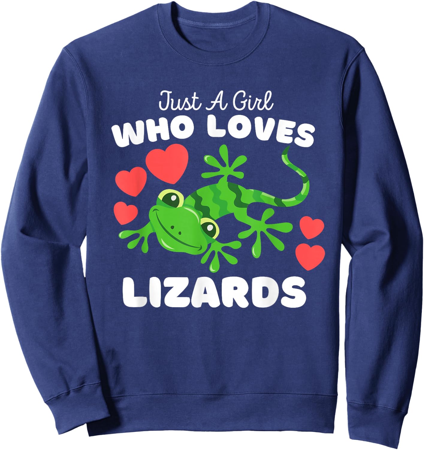 Just A Girl Who Loves Lizards - Cute Girls Lizard Sweatshirt - Sweatshirt | Navy