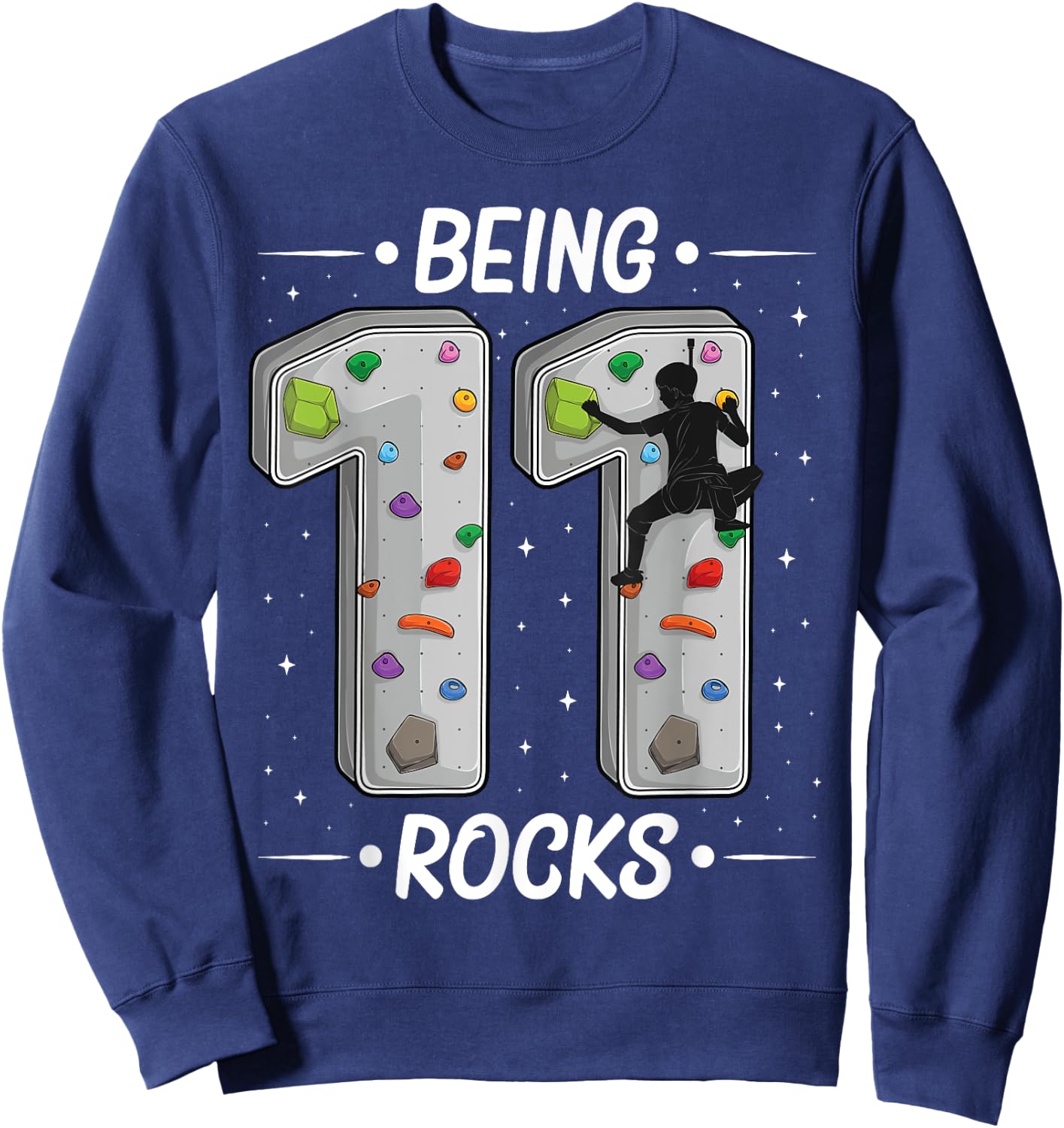 11 year old rock climbing 11th birthday Adventures Climber Sweatshirt - Sweatshirt | Navy